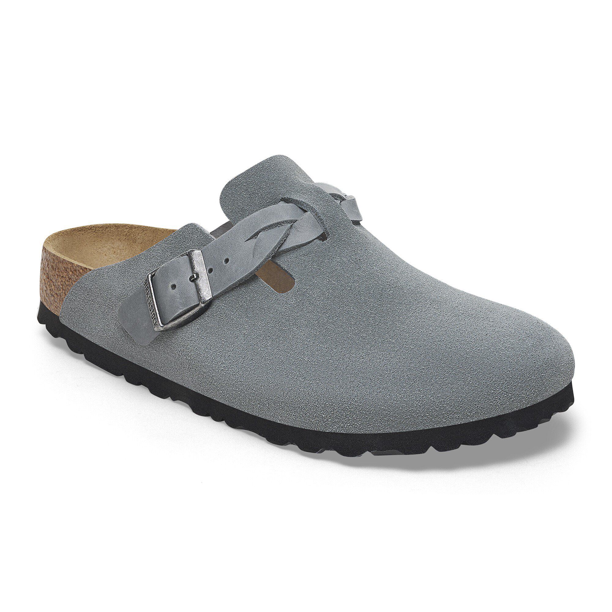 Boston Braided Suede Leather in Color Basalt Gray | BIRKENSTOCK