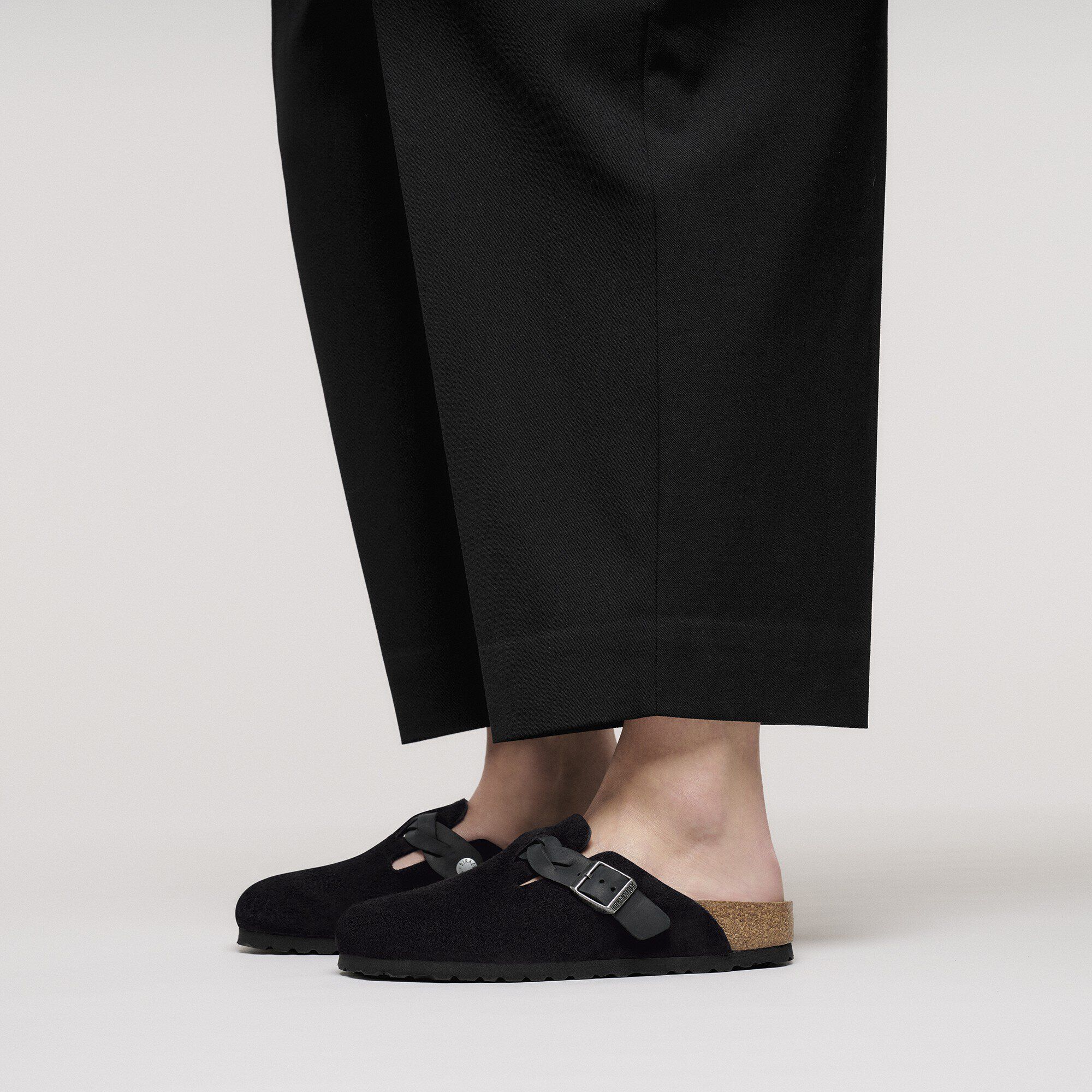 BIRKENSTOCK Boston ポストン サンダル Boston Braided / ボストン ブレイデッド」（スエードレザー、ブラック