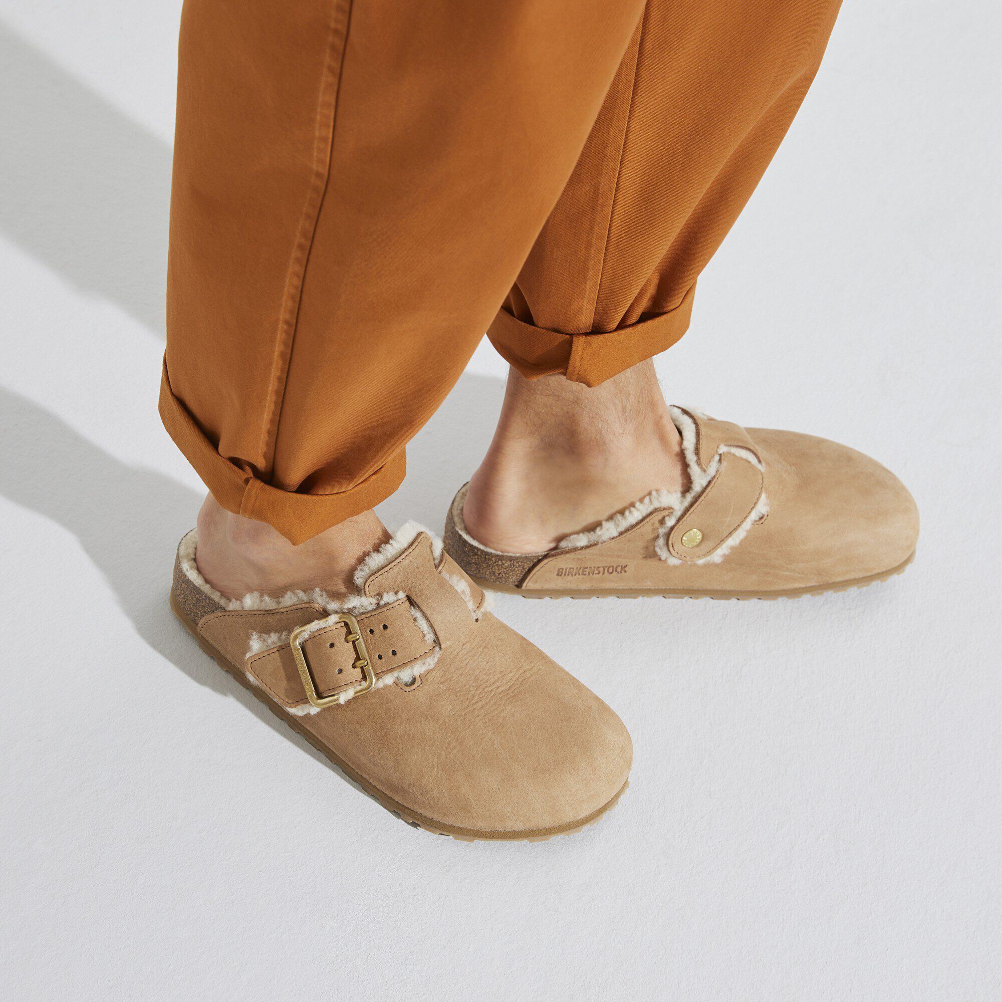 Boston Bold Shearling Natural Leather Nubuck with a male model