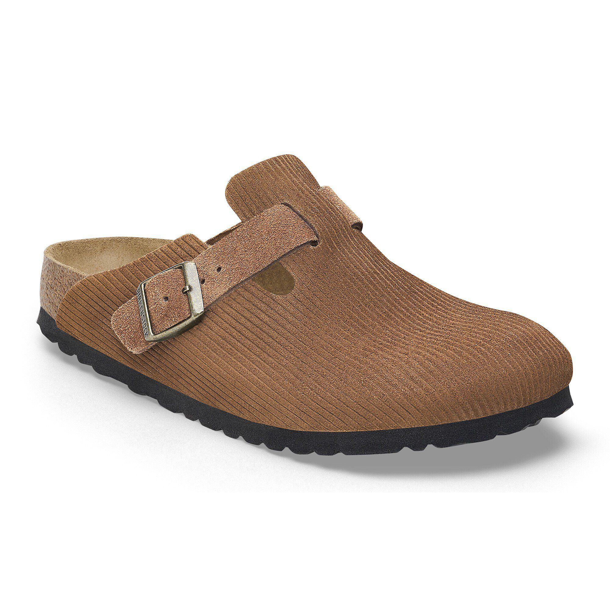 Boston Suede Leather Embossed in Color Corduroy Dark Tea
