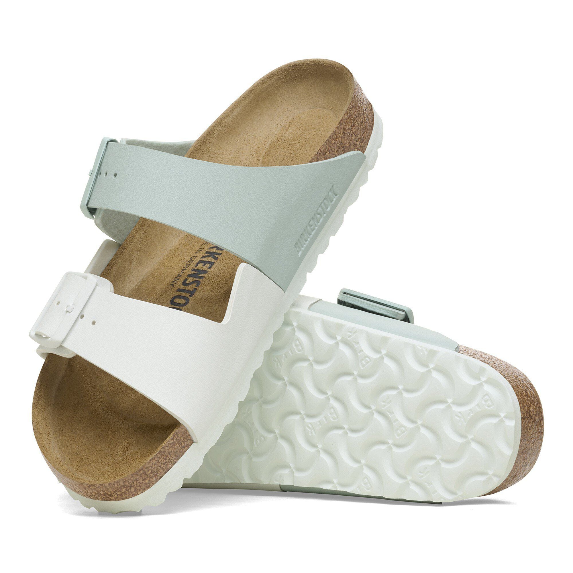 Arizona Split Birko-Flor in Color White/Surf Green | BIRKENSTOCK