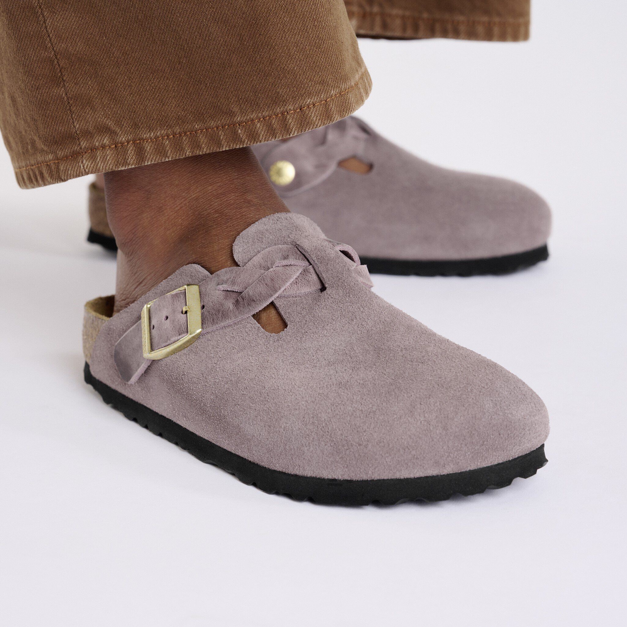 Boston Braided Suede Leather in Color Faded Purple | BIRKENSTOCK