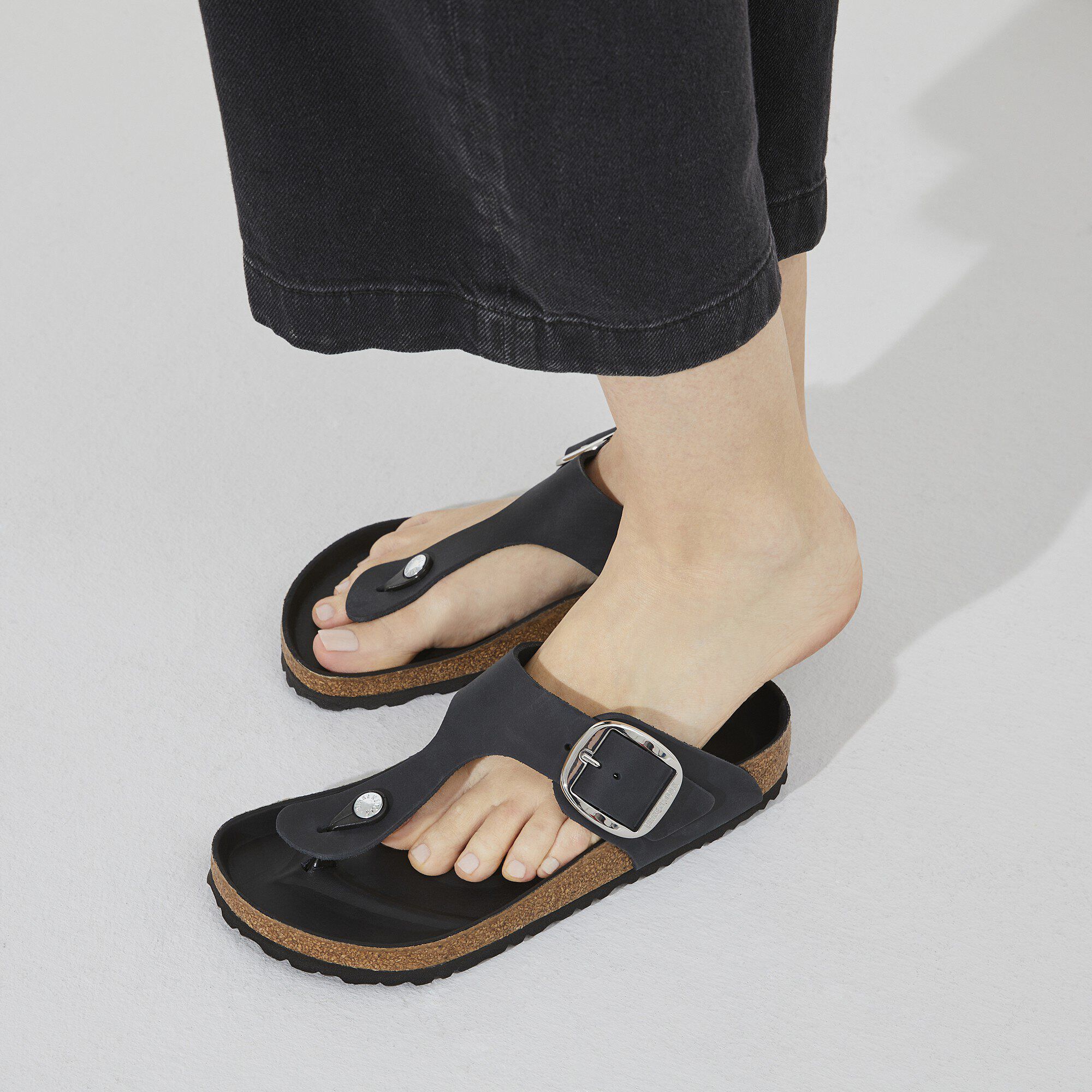 【極美品】ビルケンシュトック ギゼ ビッグバックル　オイルドレザー ブラック Gizeh Big Buckle / ギゼ ビッグバックル」（オイルドナチュラルレザー
