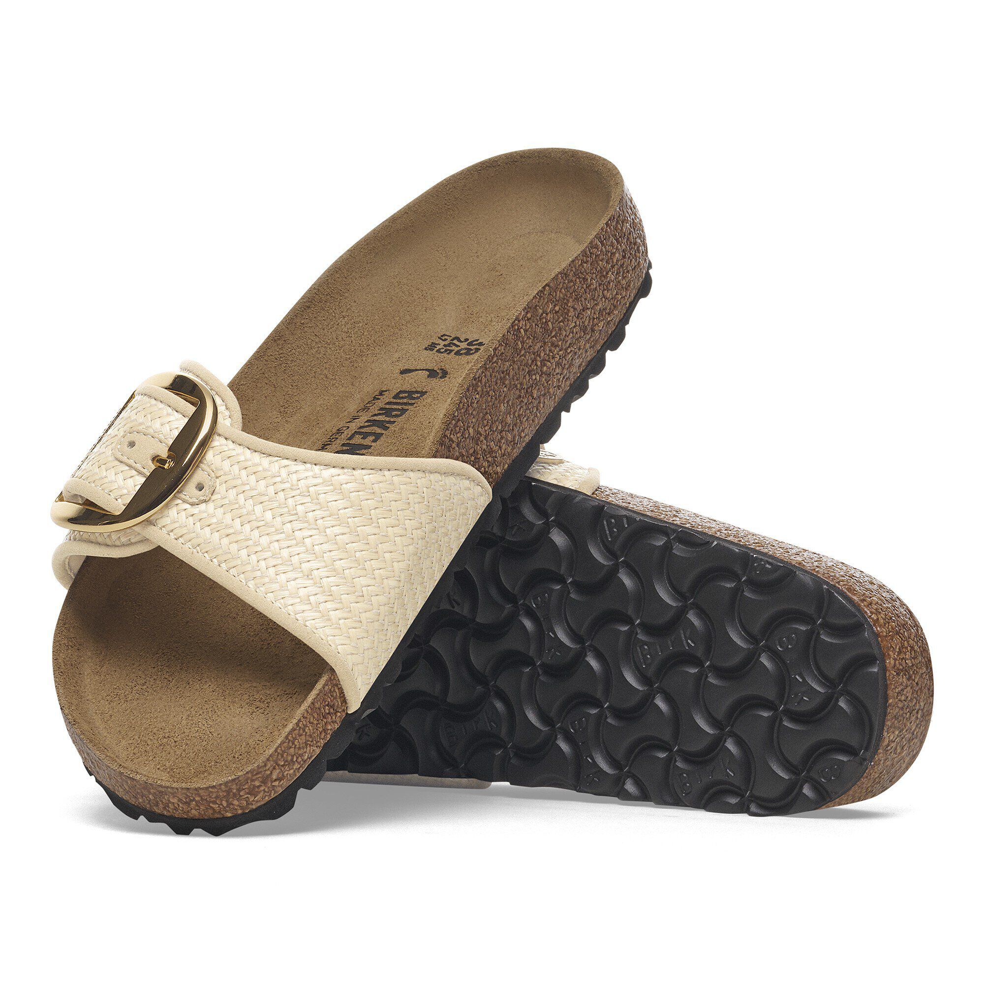 Madrid Big Buckle Raffia Textile with outer sole details