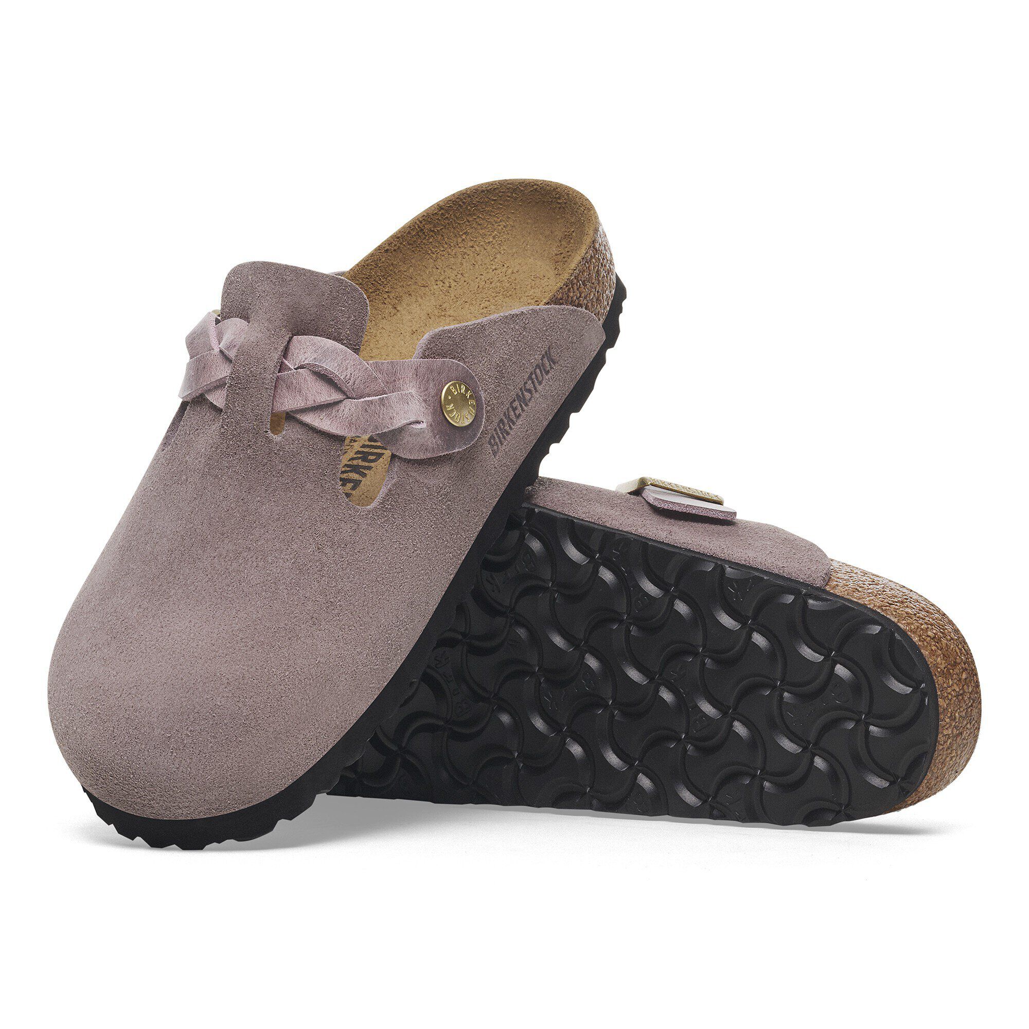 Boston Braided Suede Leather in Color Faded Purple | BIRKENSTOCK