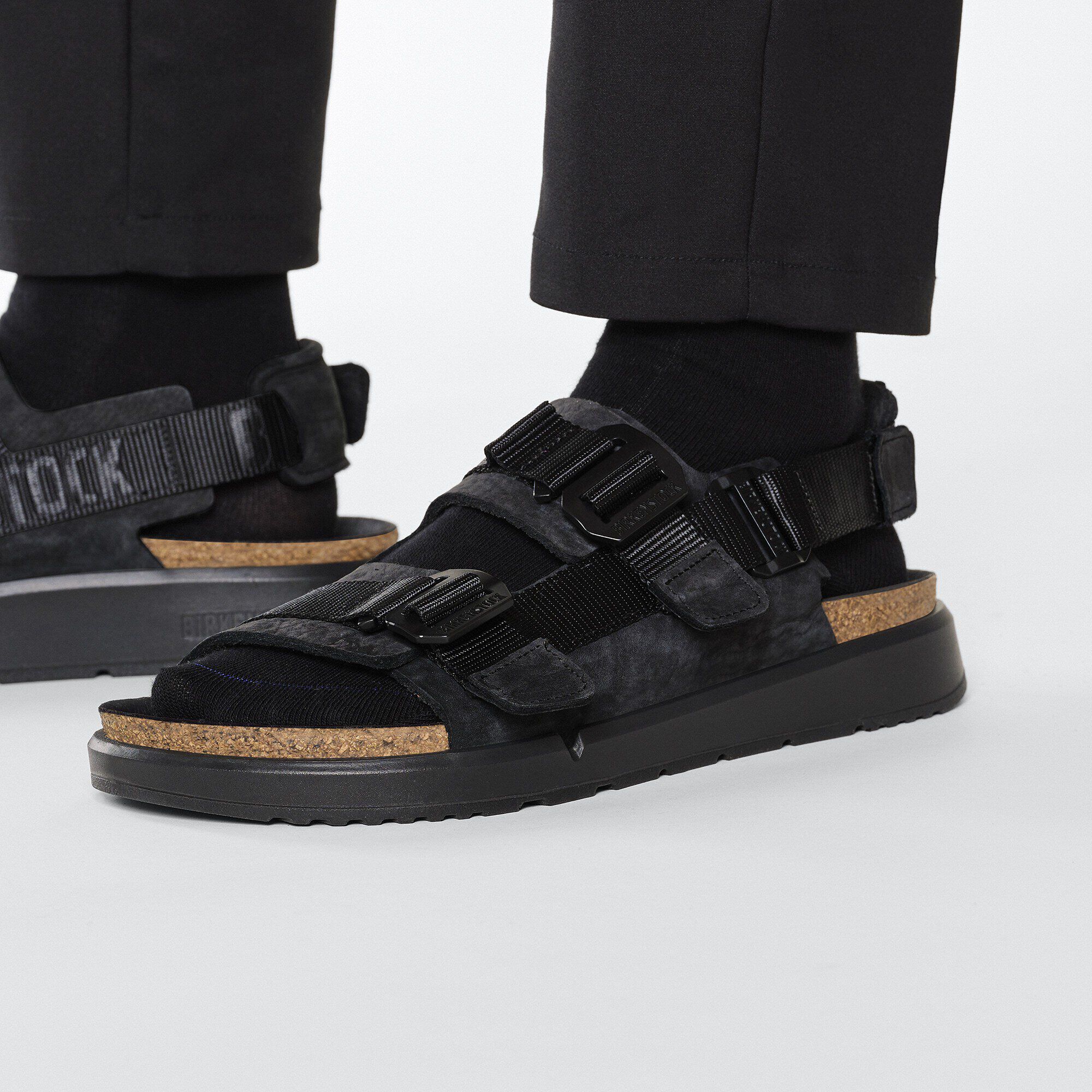 Shinjuku Natural Leather/Textile in Color Black | BIRKENSTOCK Hong