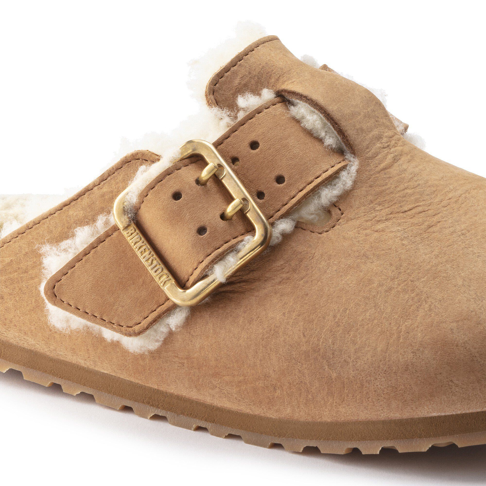 Boston Bold Shearling Natural Leather Nubuck Close-up view showing material detail