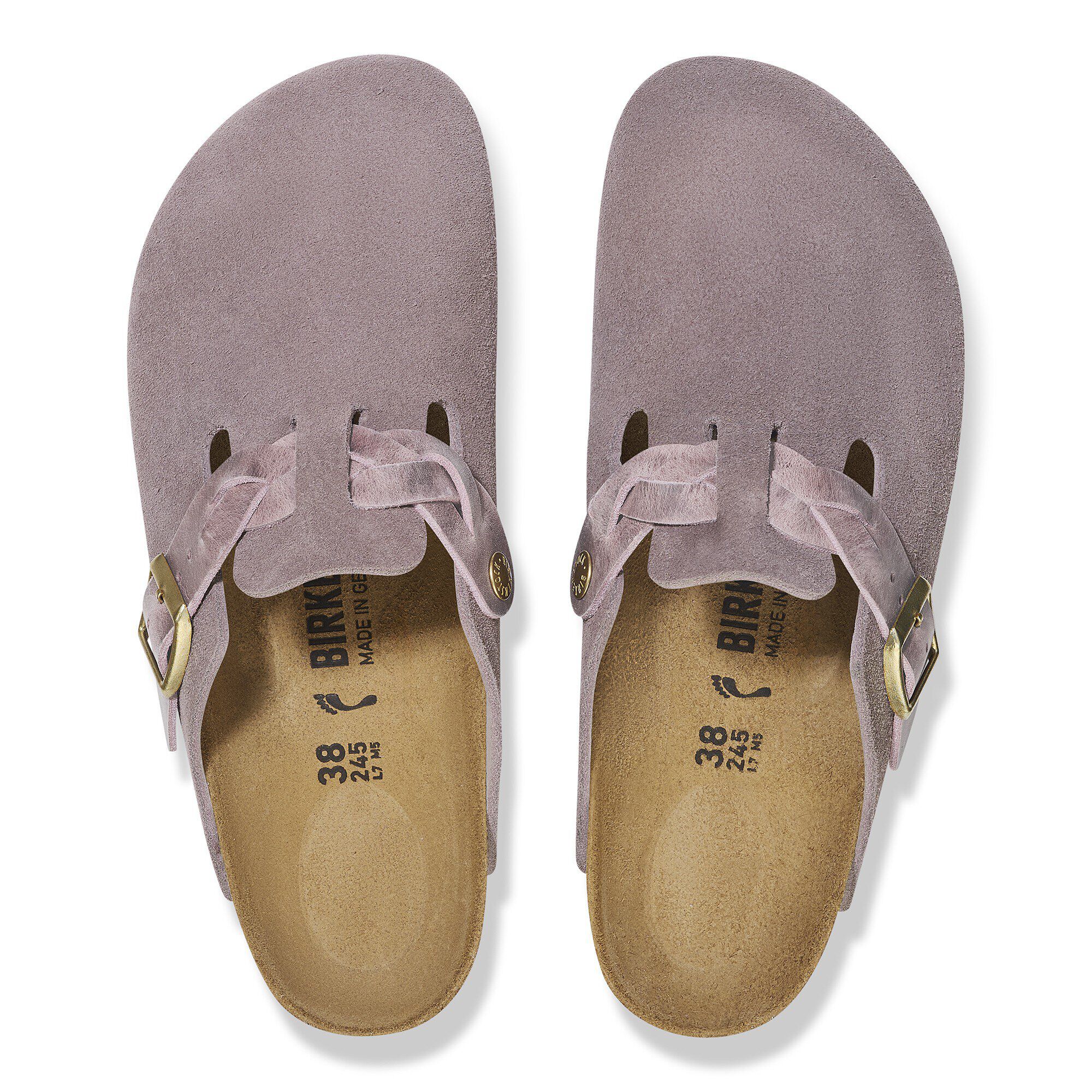 Boston Braided Suede Leather in Color Faded Purple | BIRKENSTOCK
