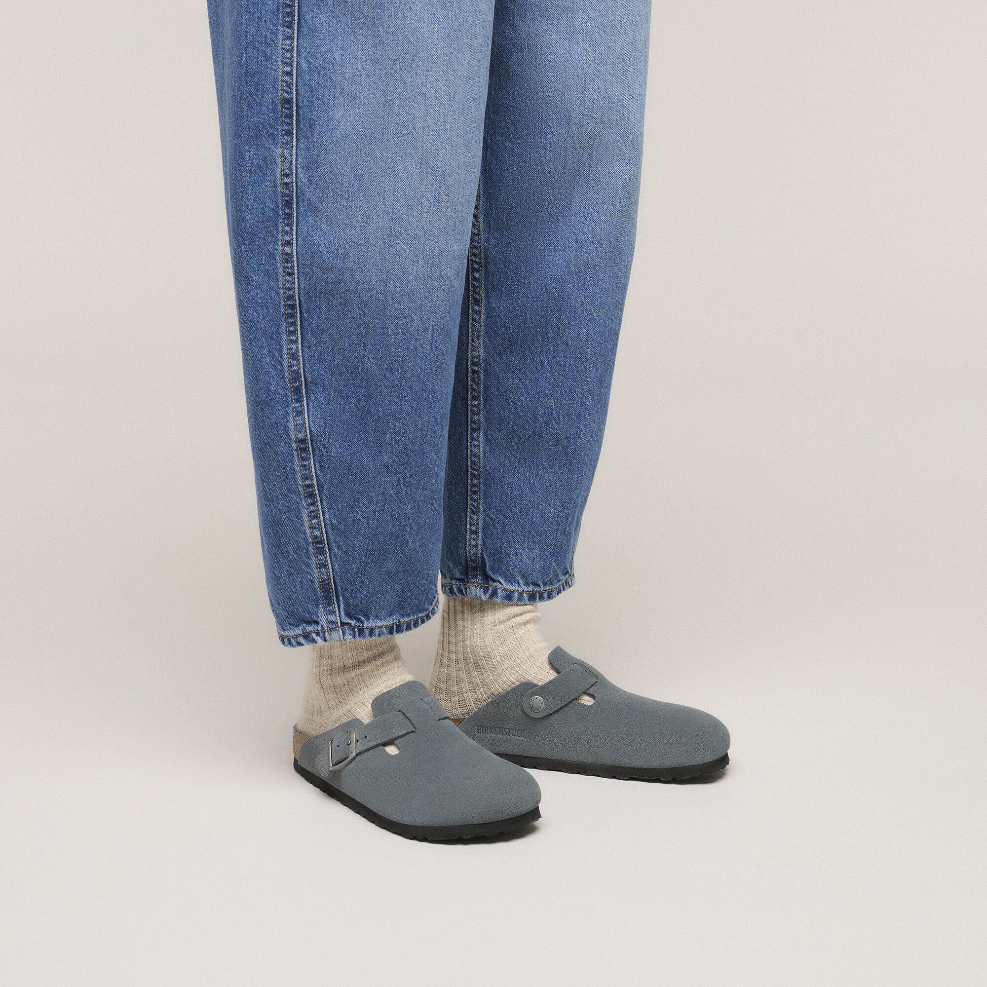 Boston Soft Footbed Suede Leather with a female model