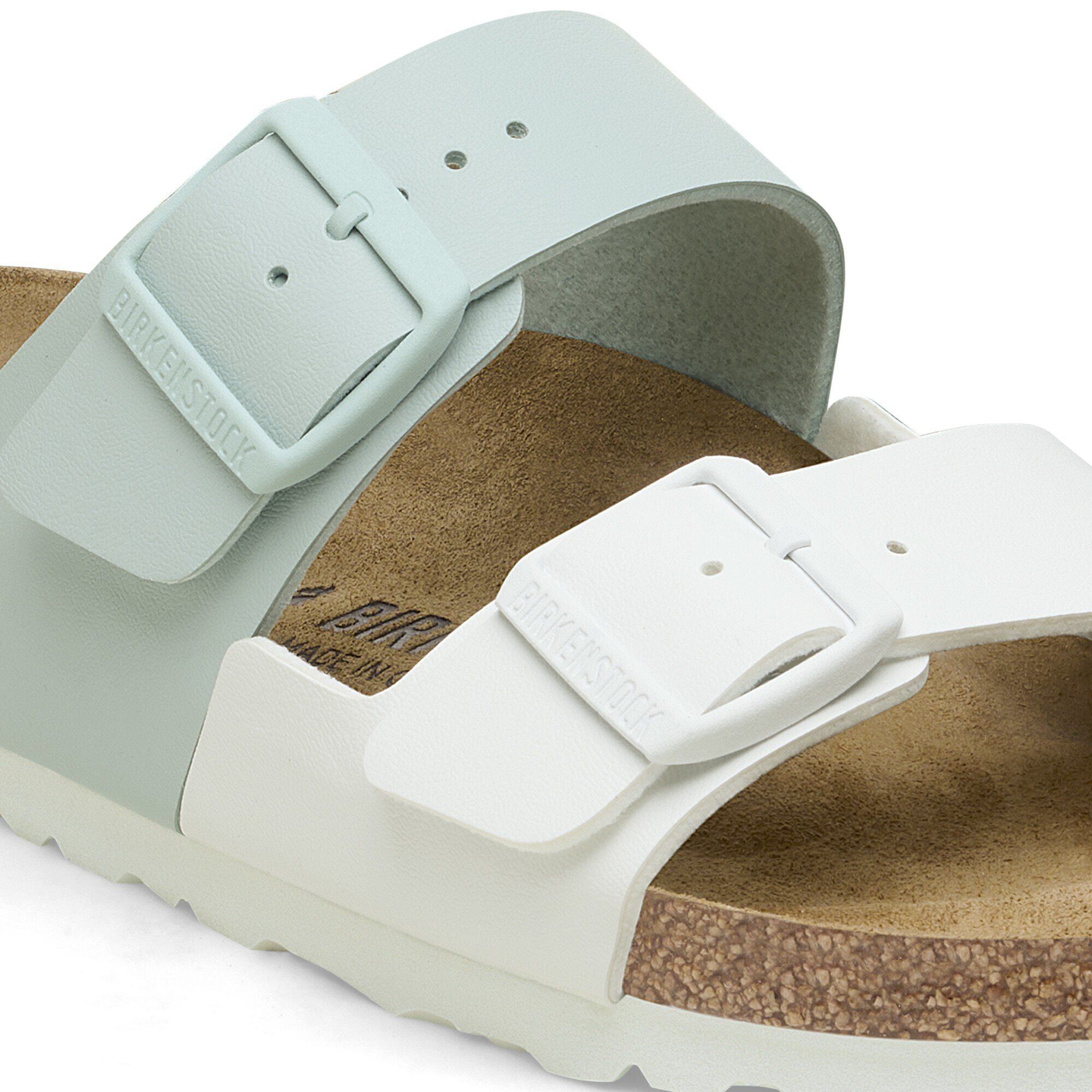 Arizona Split Birko-Flor in Color White/Surf Green | BIRKENSTOCK