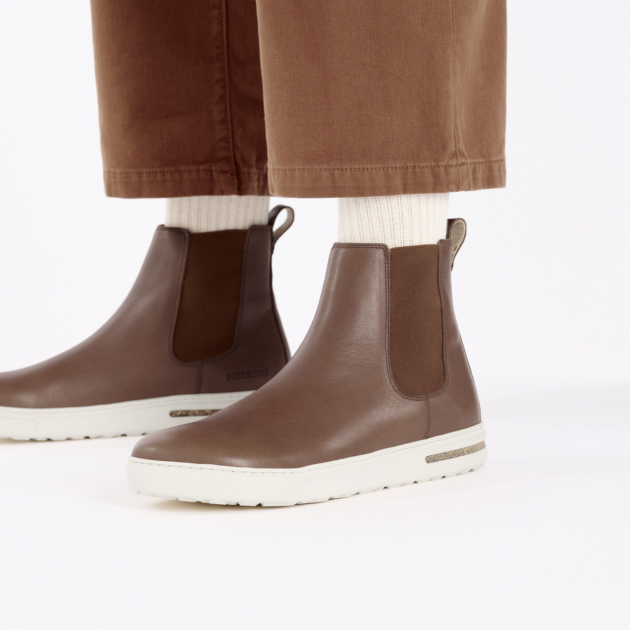 Bend Chelsea Natural Leather Close-up with a male model