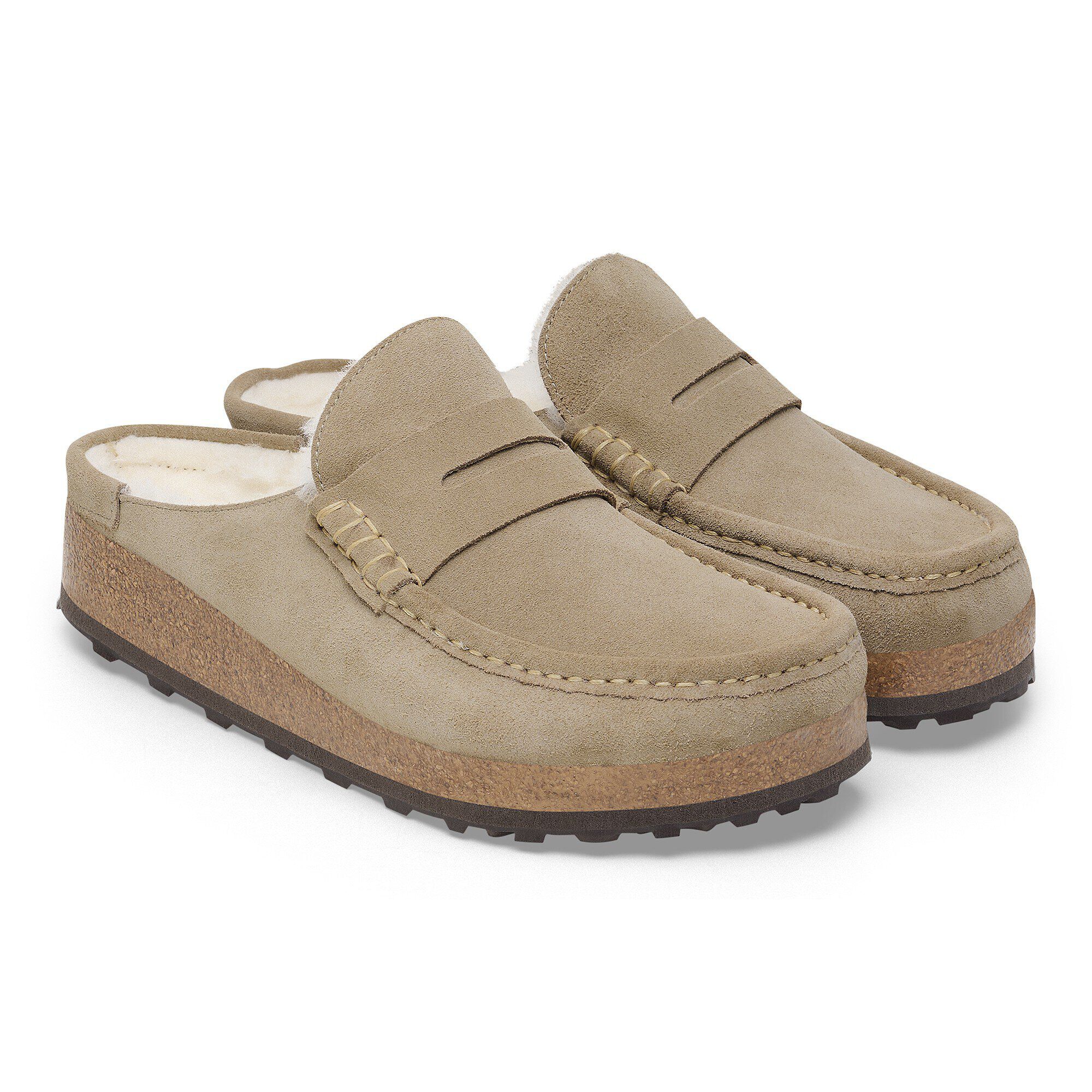 네이플스 시어링 스웨이드 가죽/퍼 - shown as a pair