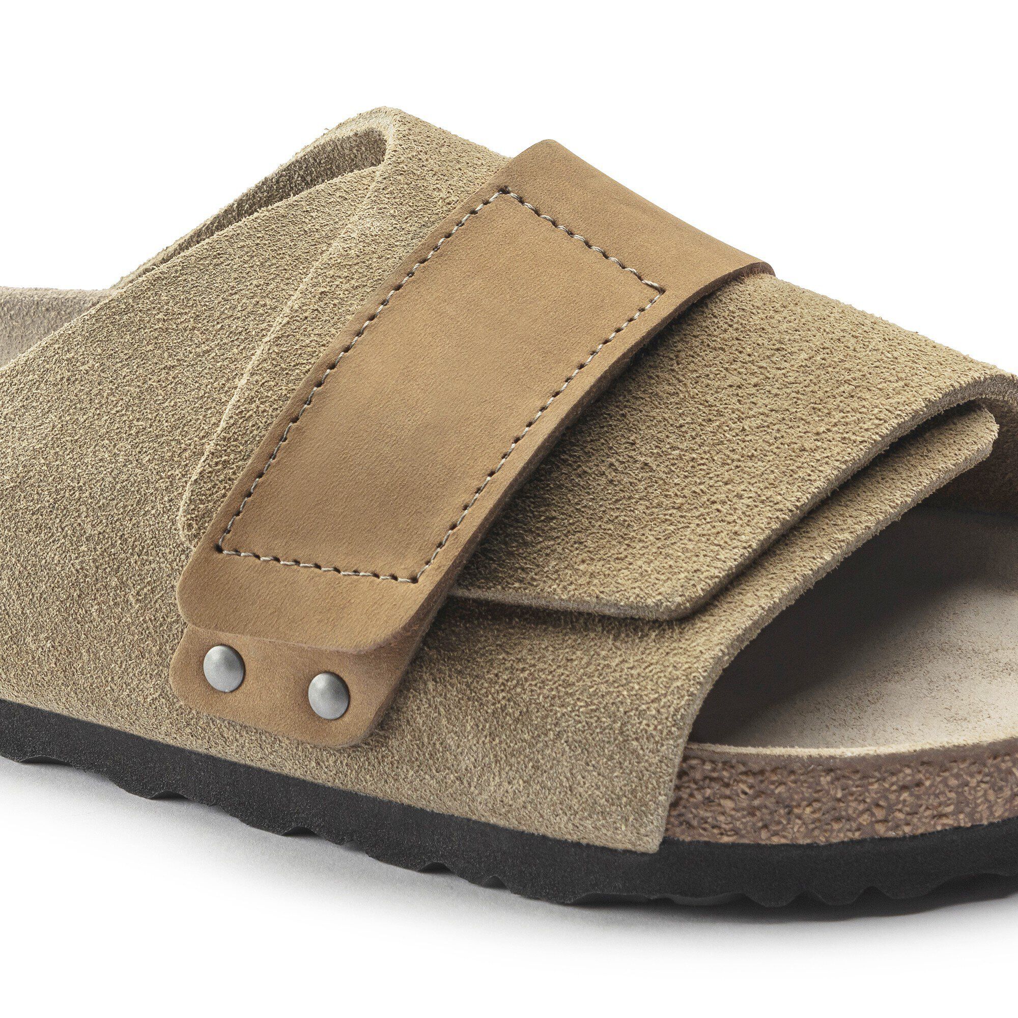 Kyoto Soft Footbed / キョウト ソフトフットベッド ヌバック/スエードレザー Close-up view showing material detail