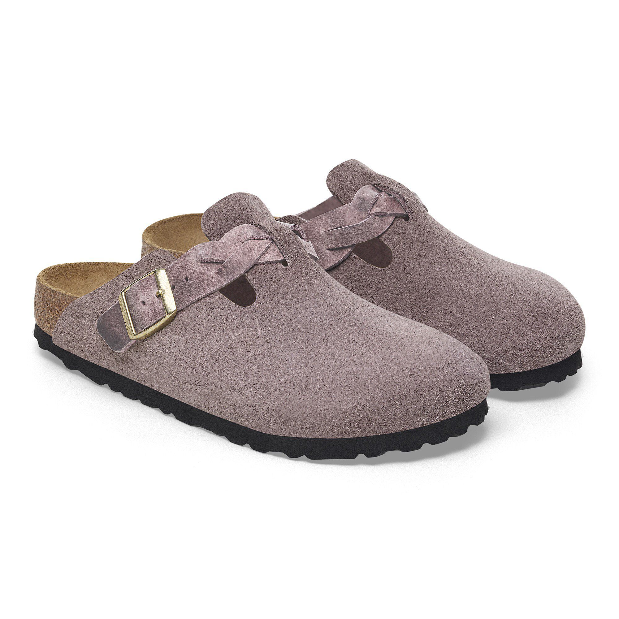 Boston Braided Suede Leather in Color Faded Purple | BIRKENSTOCK