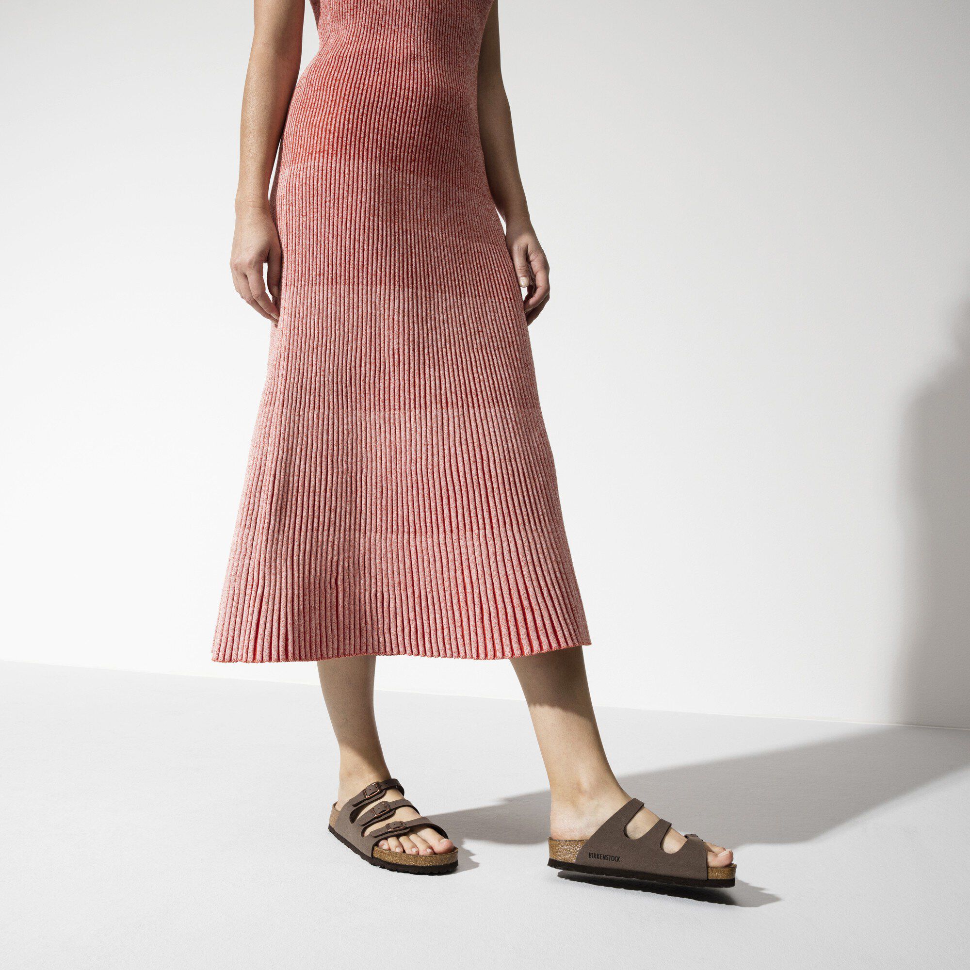 Florida Soft Footbed Birko-Flor Nubuk Close-up with a female model