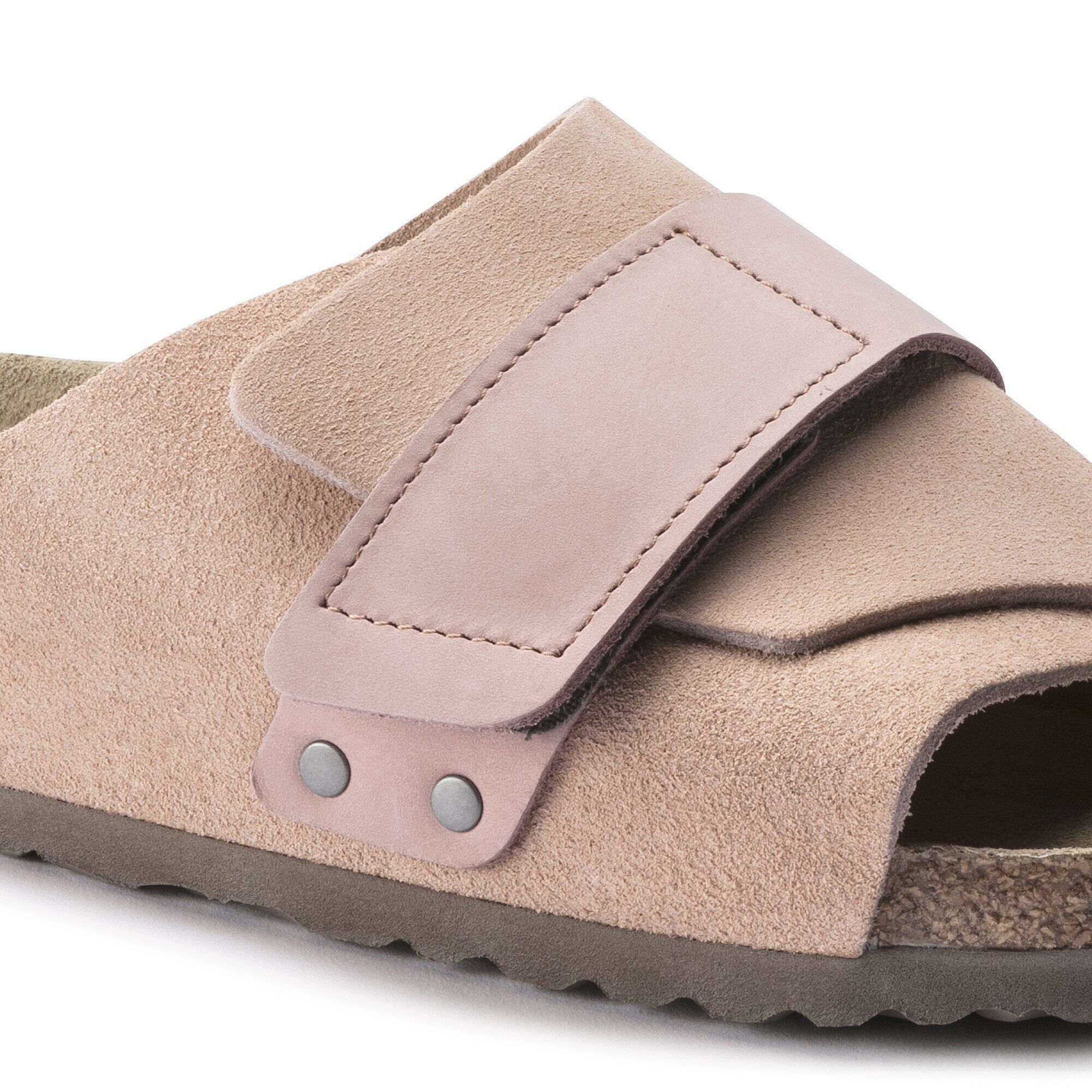 Kyoto Soft Footbed / キョウト ソフトフットベッド ヌバック/スエードレザー Close-up view showing material detail