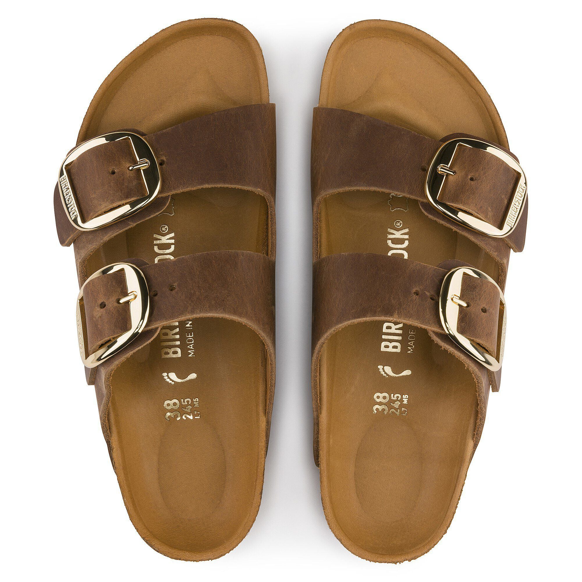 靴 Birkenstock Arizona Big Buckle 39 Cognac Arizona Big Buckle Natural Leather Oiled in Color Cognac