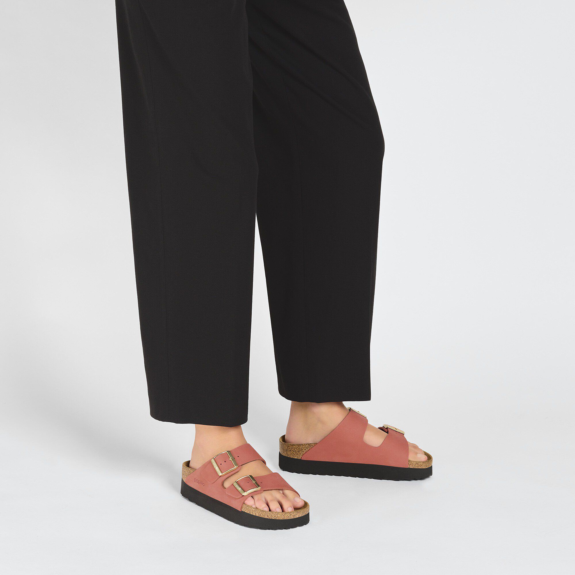 Arizona Platform Natural Leather Nubuck with a female model