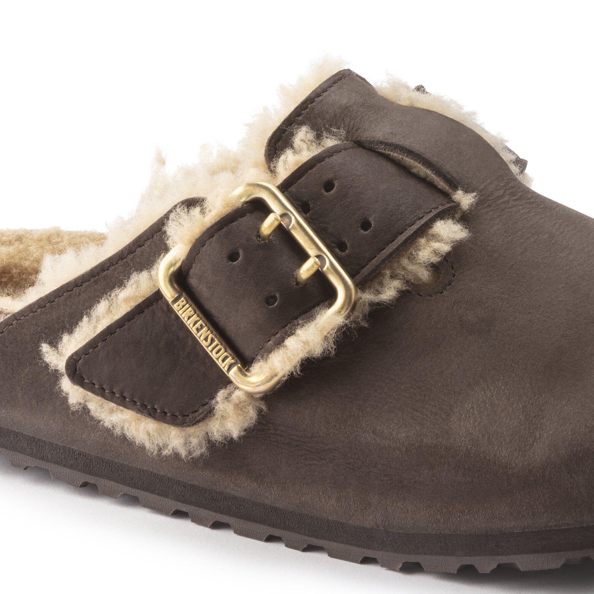 Boston Bold Shearling Natural Leather Nubuck Close-up view showing material detail