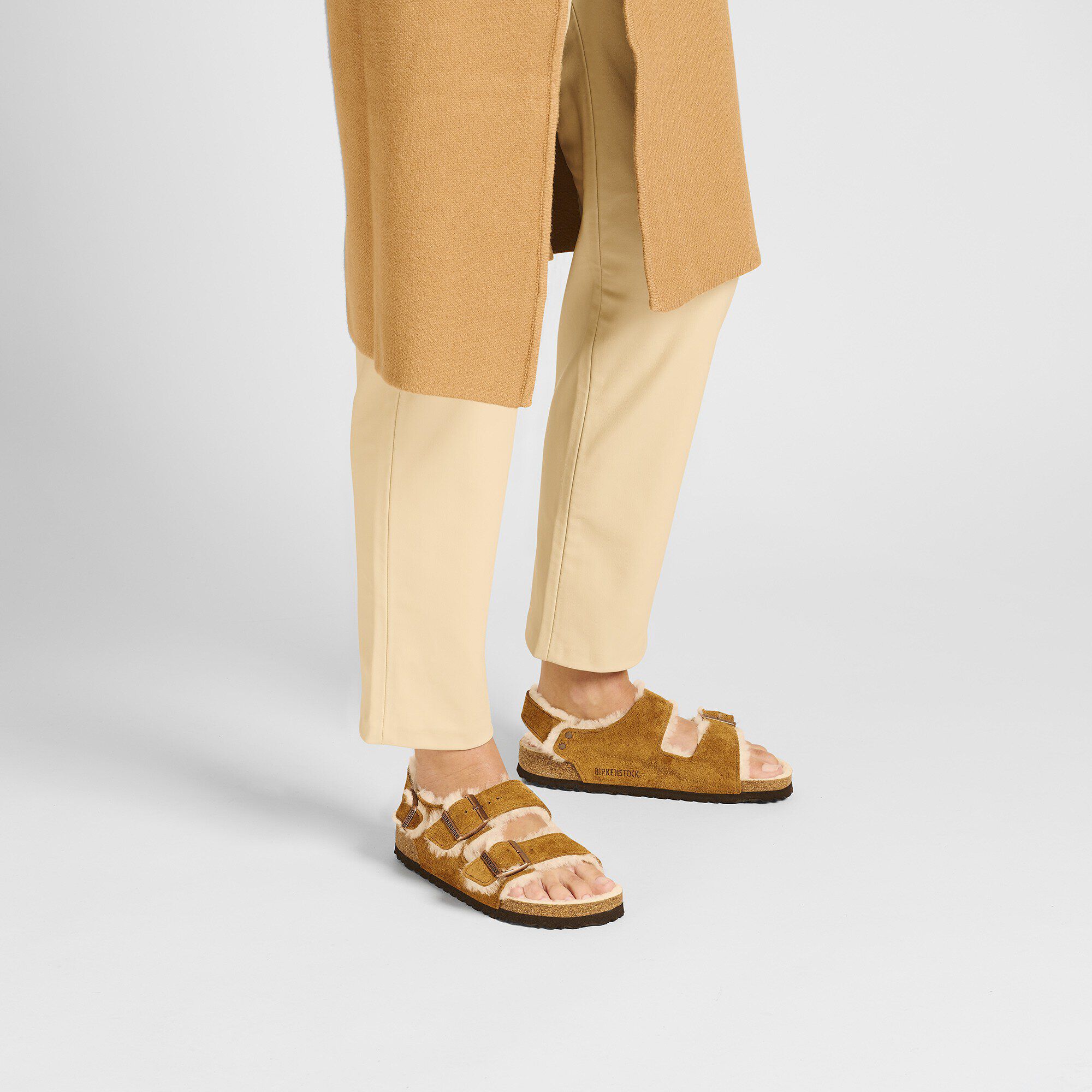 Milano Shearling Suede Leather Coated with a female model