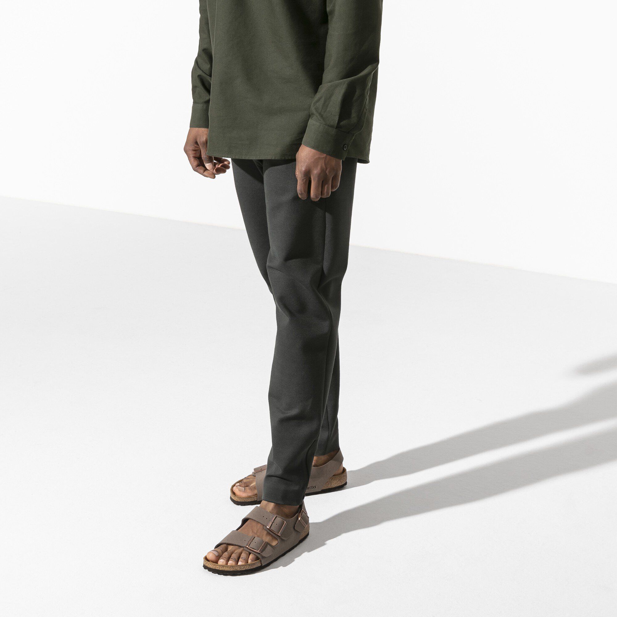 Milano Birko-Flor Nubuk Close-up with a male model