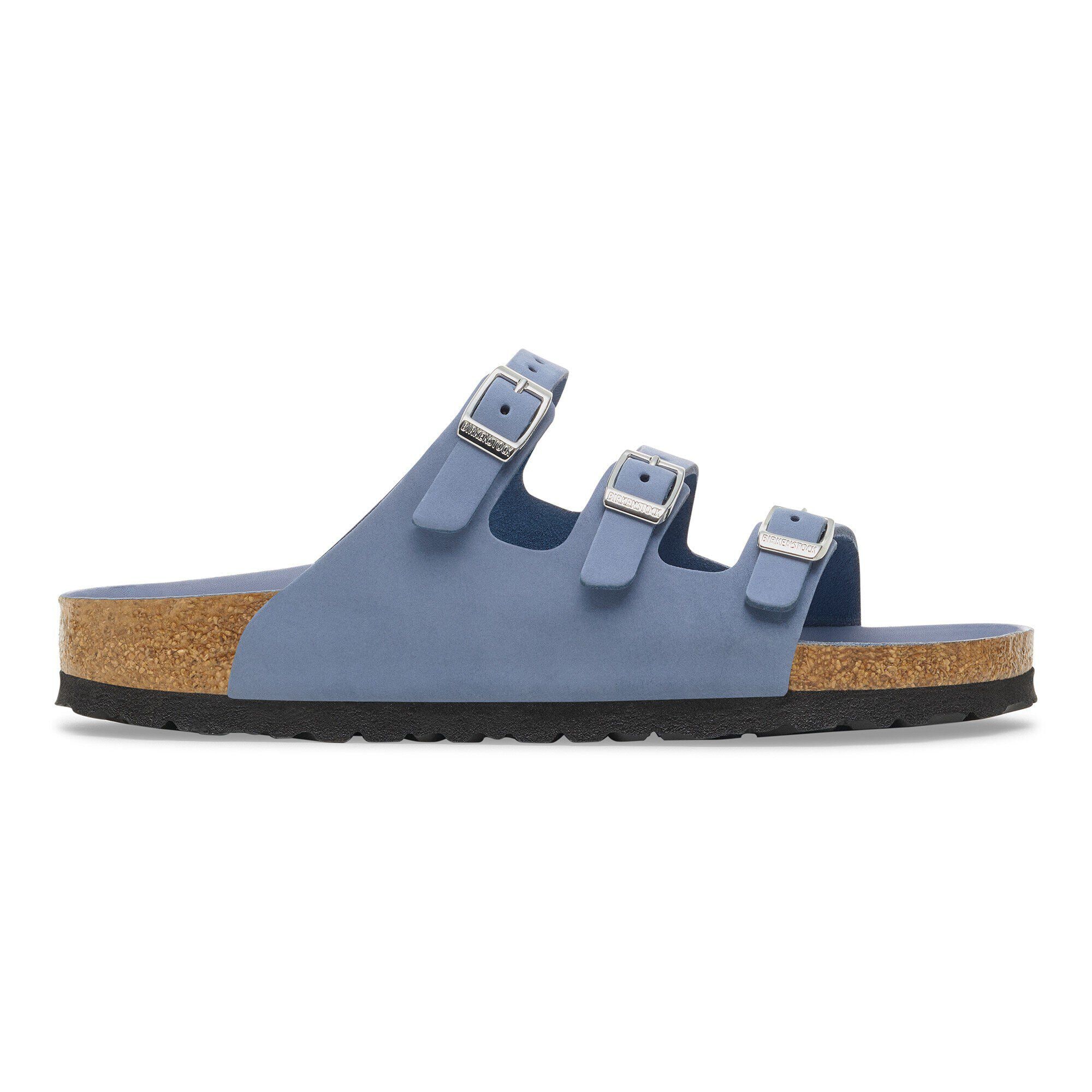 BIRKENSTOCK 水色ストラップサンダル Florida / フロリダ」（ヌバックレザー、ストーンブルー