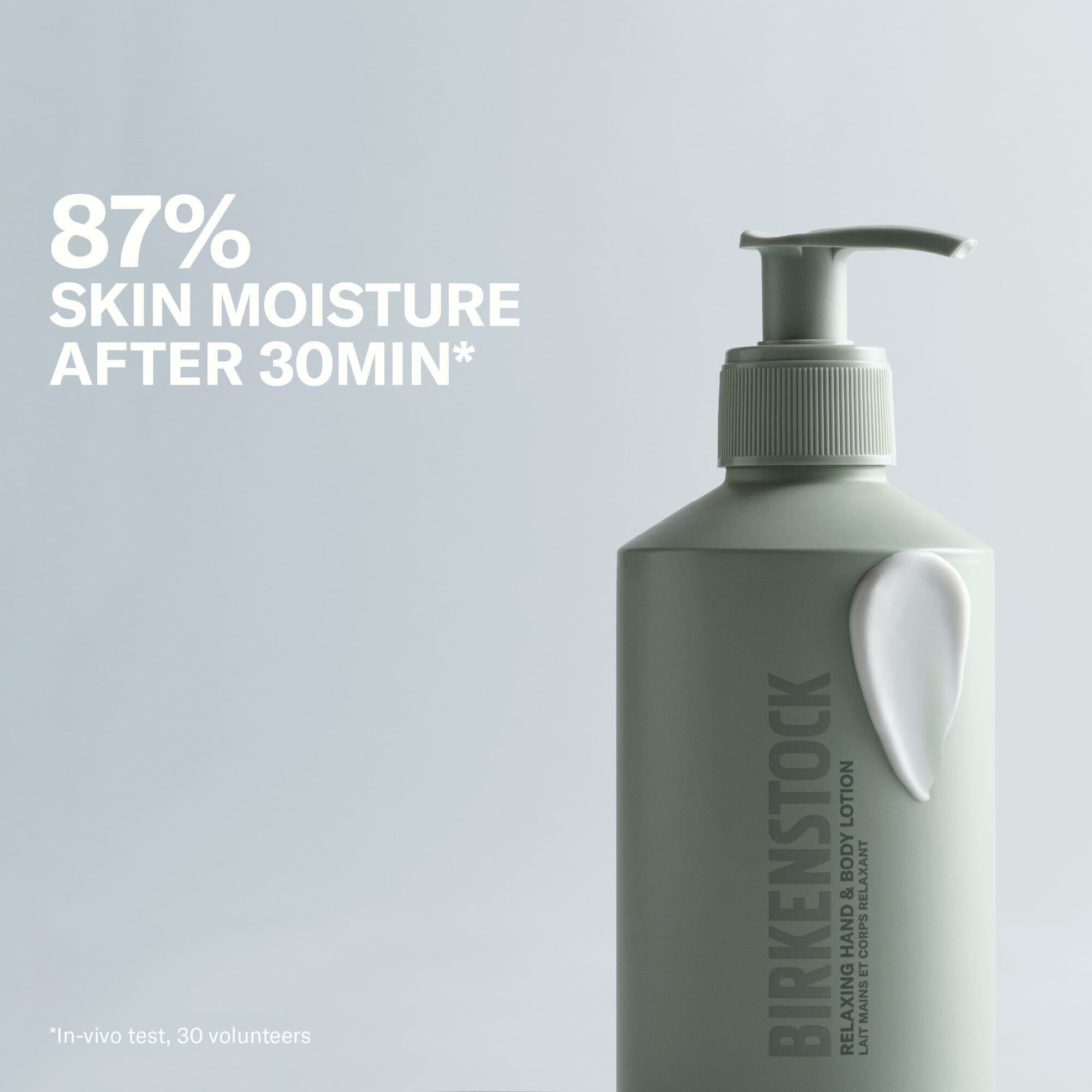 Relaxing Hand & Body Lotion 300 ml, showing benefits