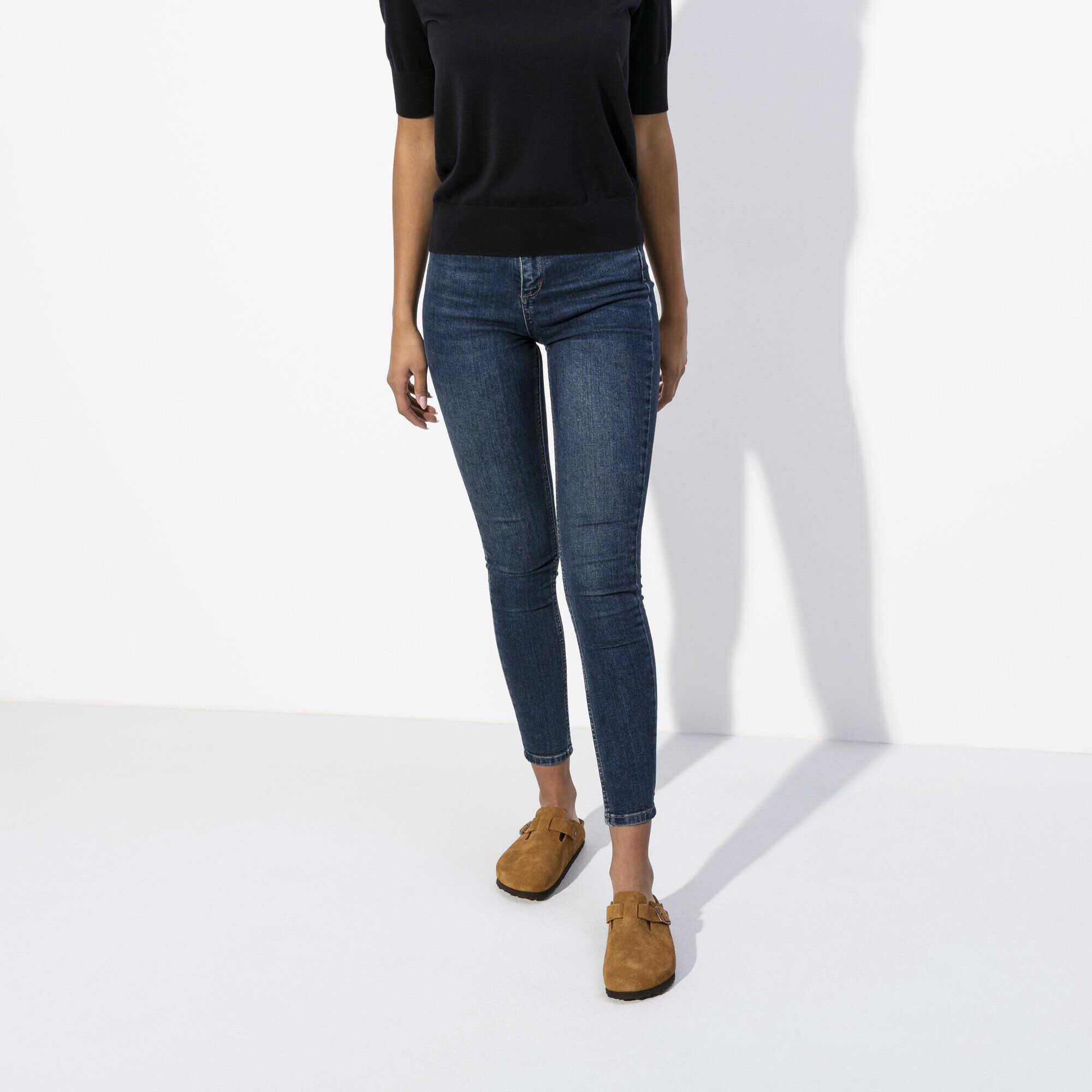 Boston Soft Footbed Suede Leather with a female model