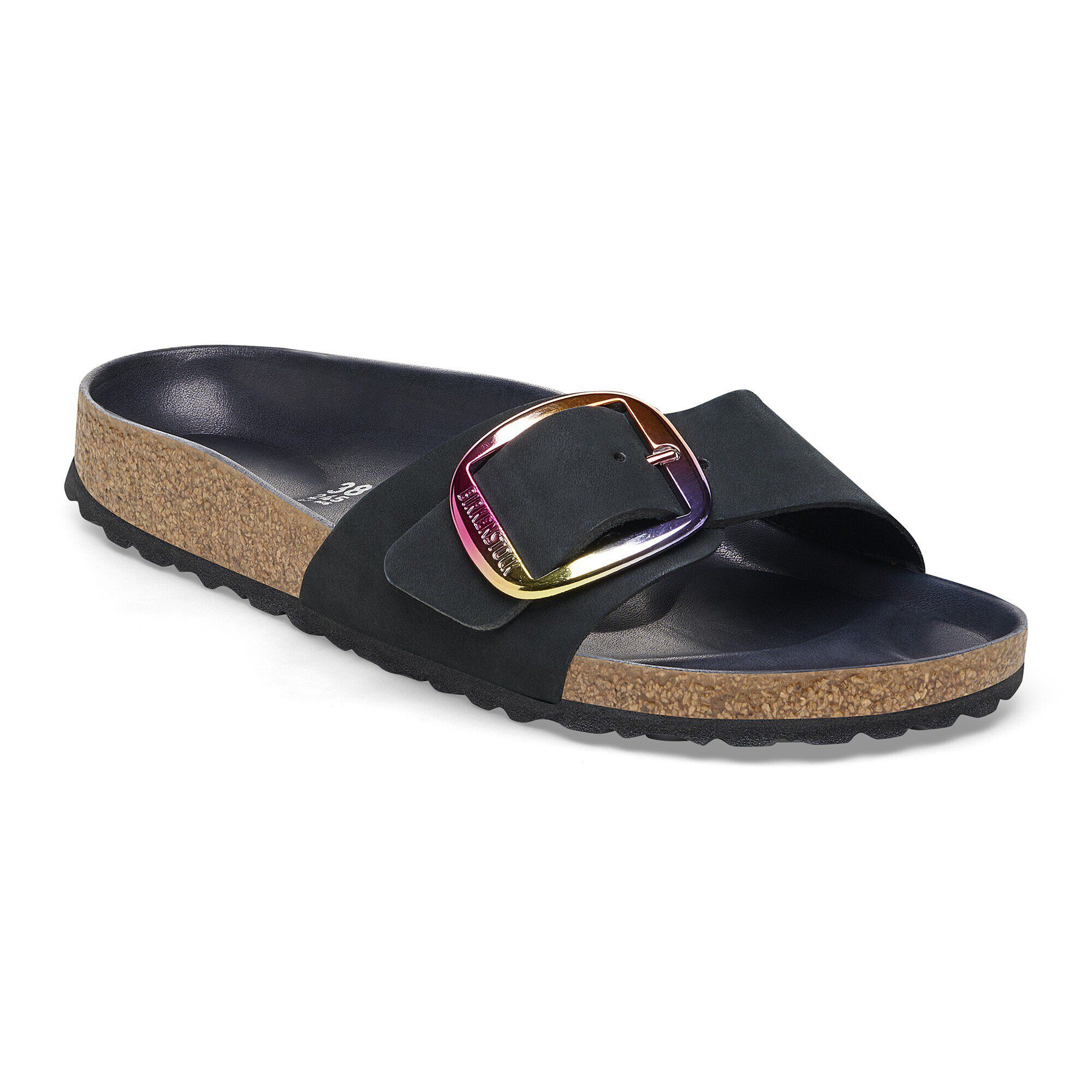 Madrid Big Buckle Nubuck Leather in Color Black | BIRKENSTOCK US