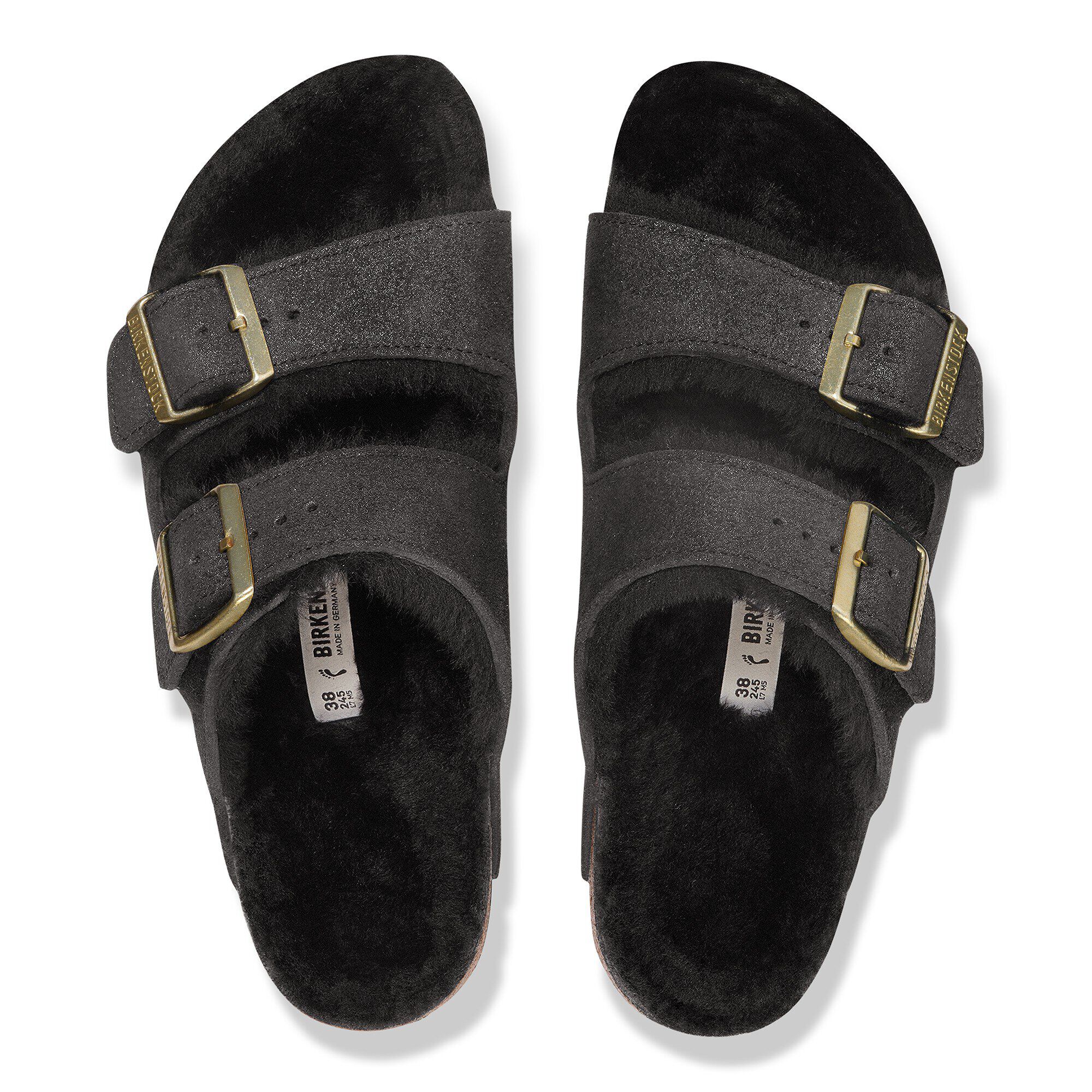 Arizona Shearling Suede Leather-Shearling in Color Black Suede