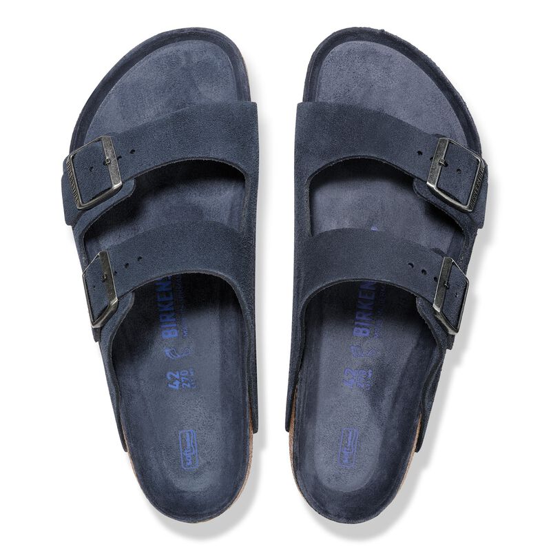 BIRKENSTOCK Arizona Soft Footbed Suede Leather New Navy Tonal City Comfort detail