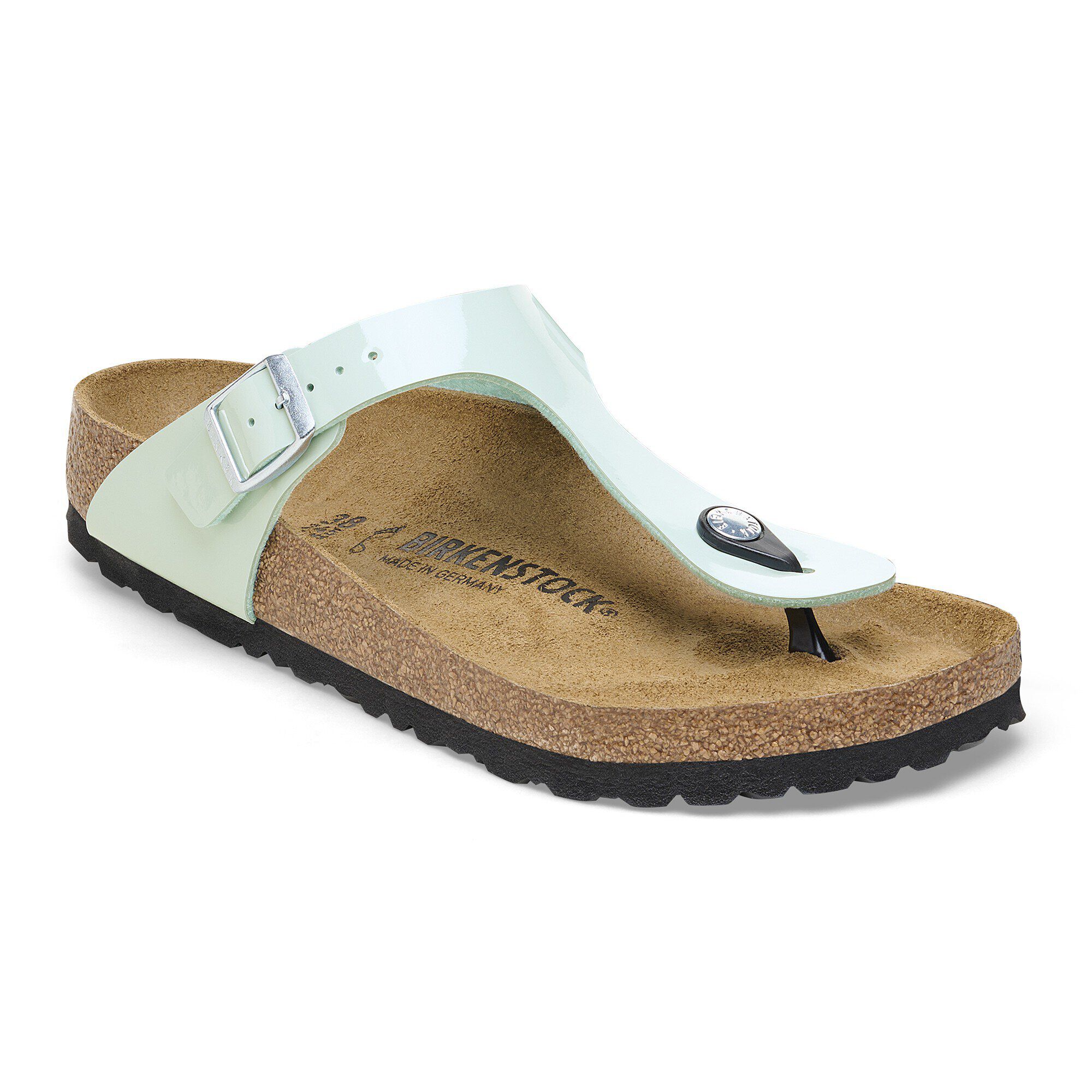 靴 BIRKENSTOCK Gizeh Birko-Flor Patent in Color Patent Surf Green