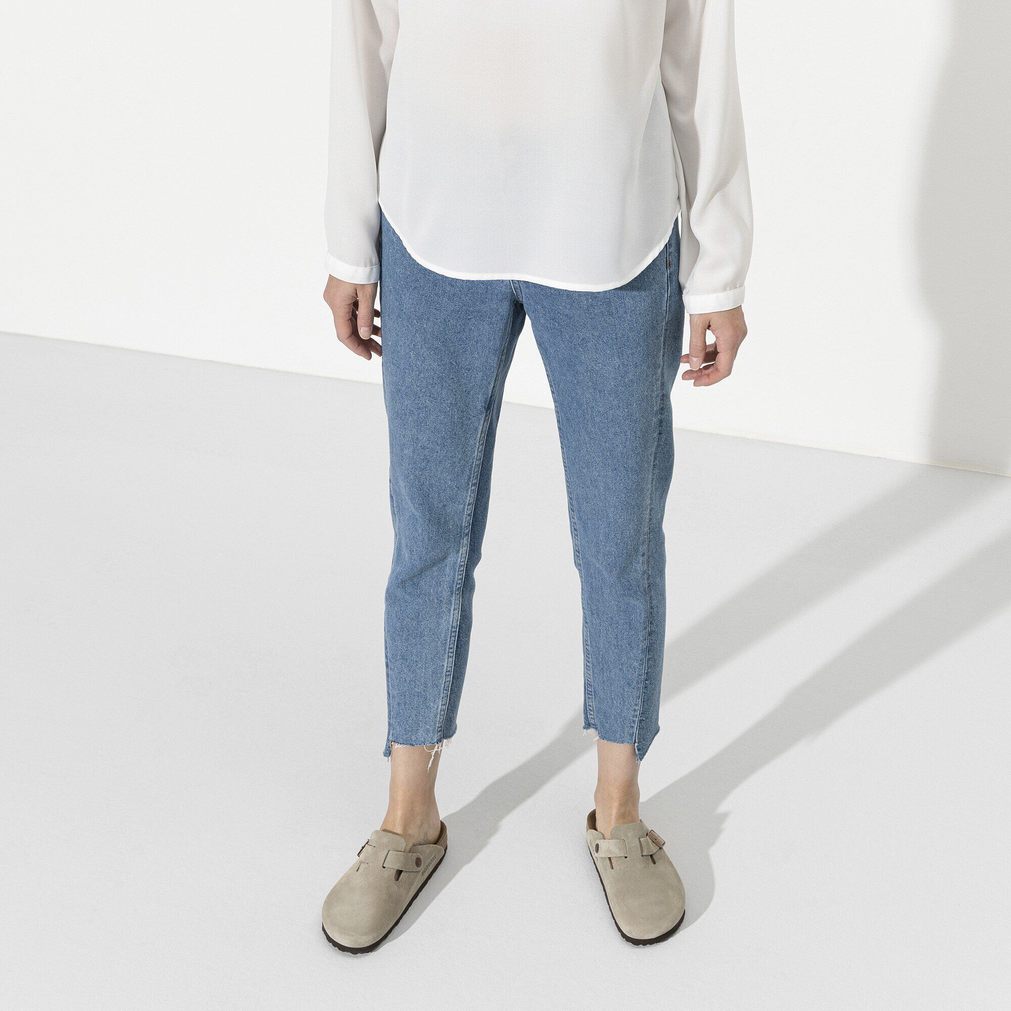 Boston Soft Footbed Suede Leather with a female model