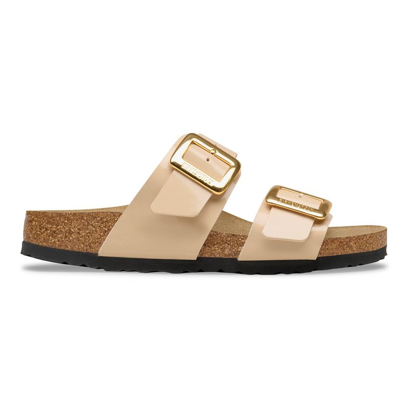 BIRKENSTOCK Sydney Cushion Buckle Birko-Flor Patent Patent Sand Trail Easy detail