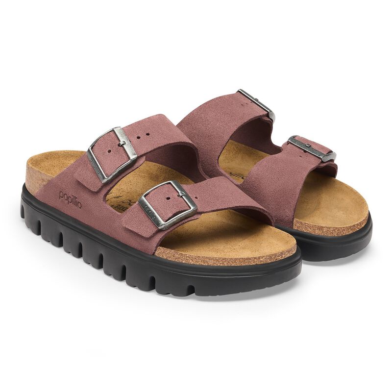 BIRKENSTOCK Arizona Platform Suede Leather Pepper Lounge Fit detail