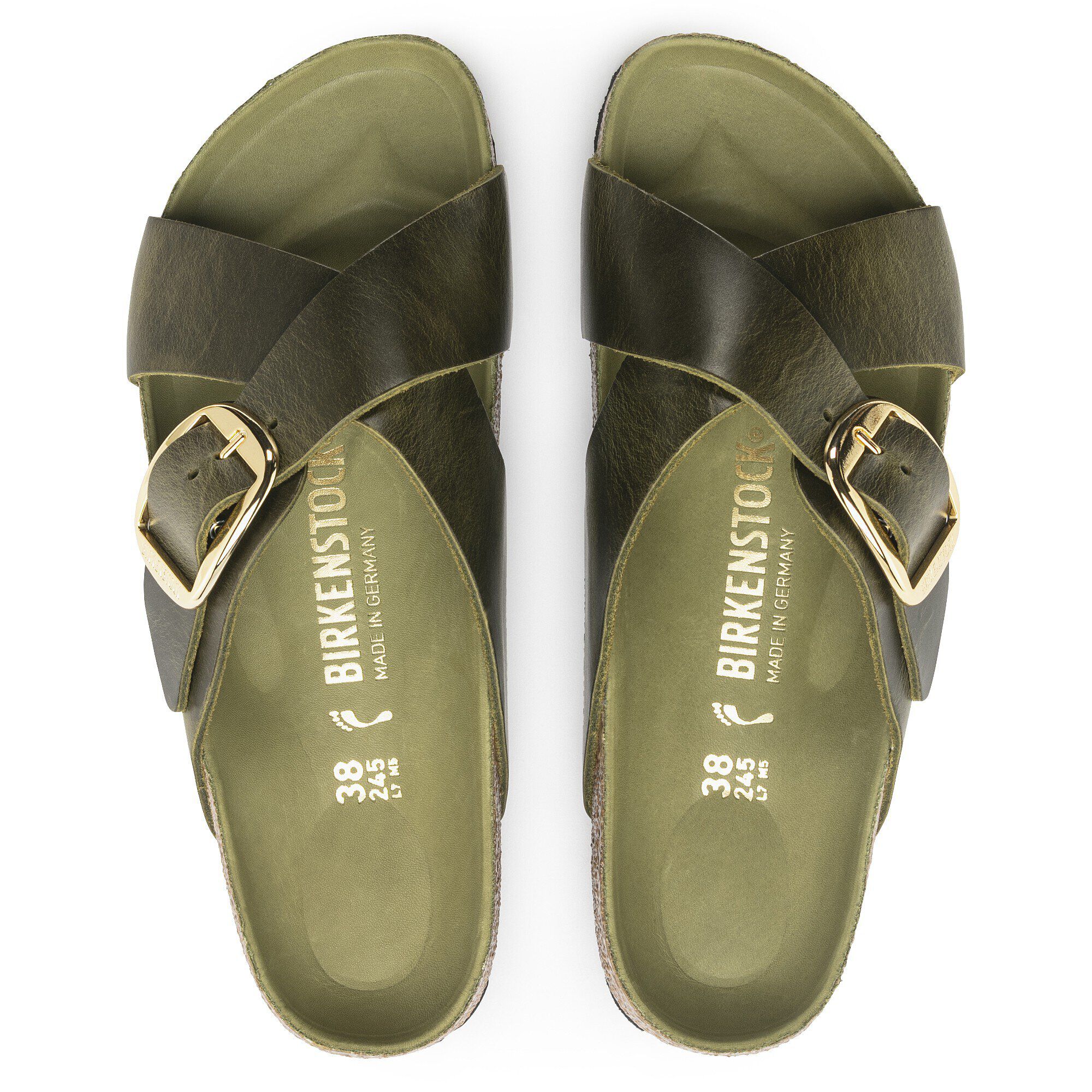 Siena Big Buckle Oiled Leather in Color Olive Green