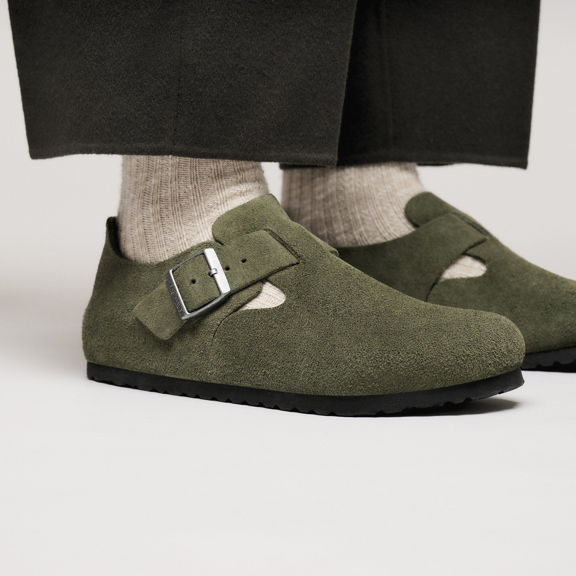 London Suede Leather in Color Thyme | BIRKENSTOCK US