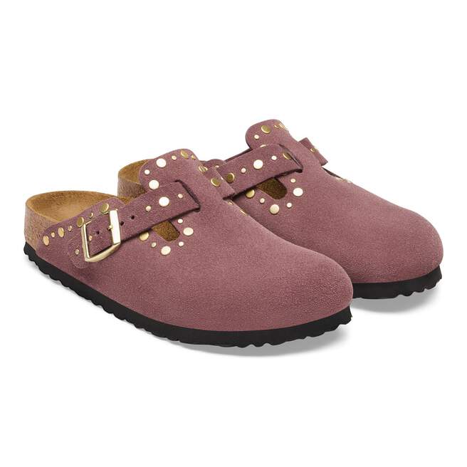 Slapi Boston Rivet Boston Rivets Suede Leather in Color Pepper | BIRKENSTOCK US