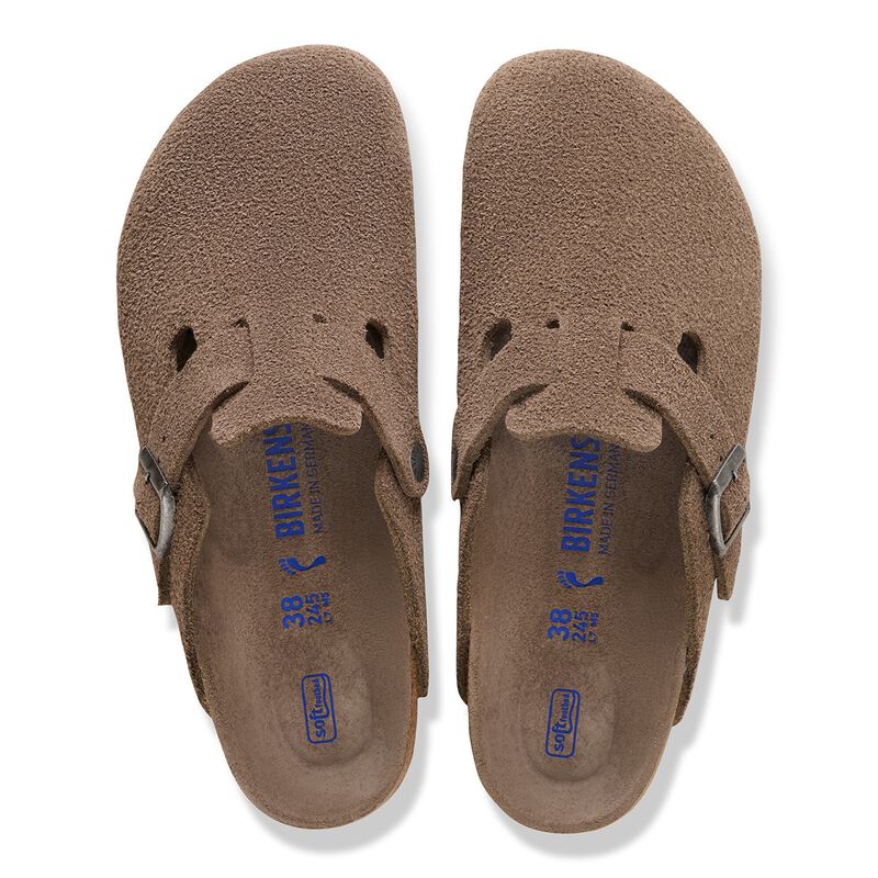 BIRKENSTOCK Boston Soft Footbed Suede Leather Concrete Gray City Comfort detail