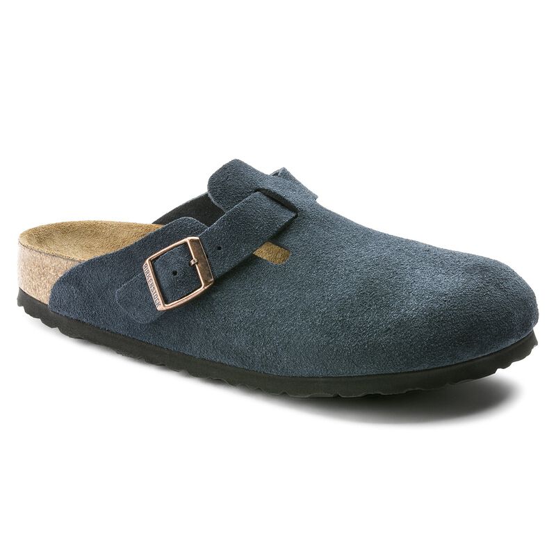 BIRKENSTOCK Boston Soft Footbed Suede Leather Black Soft Sole detail