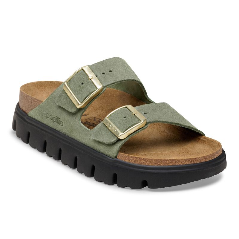 BIRKENSTOCK Arizona Platform Suede Leather Thyme Trail Easy detail