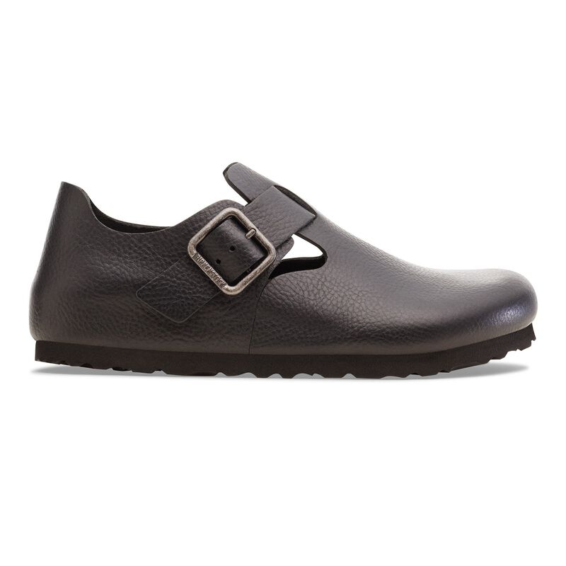 BIRKENSTOCK London Wire Buckle Natural Leather Vintage Wood Black Soft Sole detail
