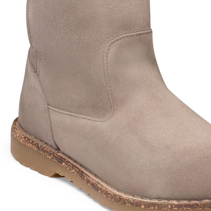 BIRKENSTOCK Uppsala Shearling Suede Leather Desert Dust Gray Taupe City Comfort detail