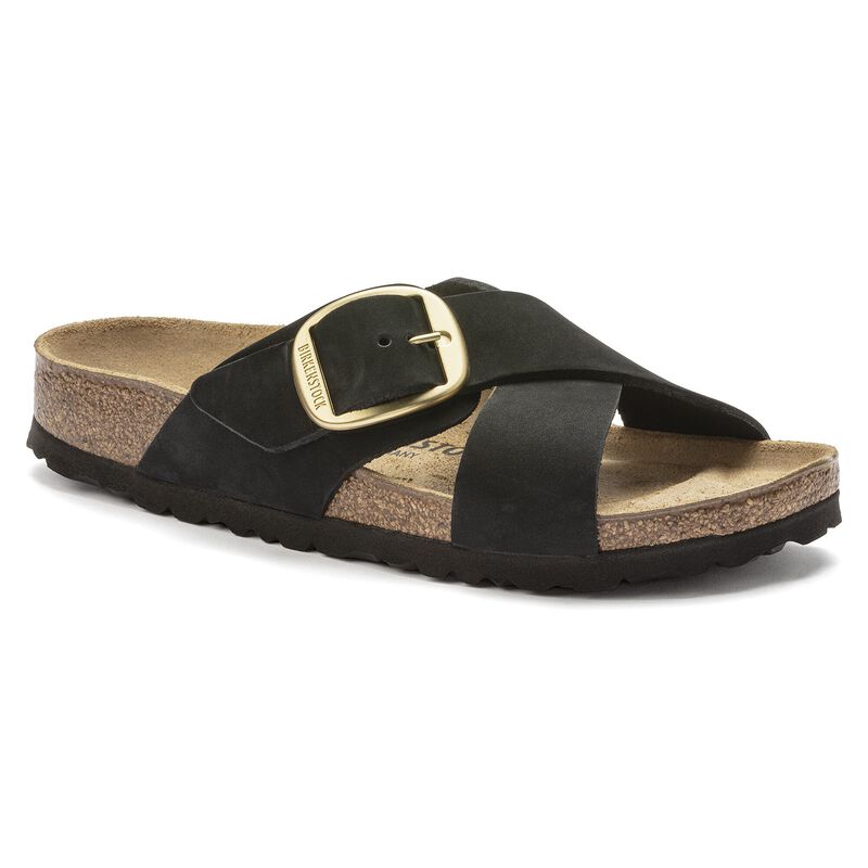 BIRKENSTOCK Siena Big Buckle Nubuck Leather Mink Soft Sole detail