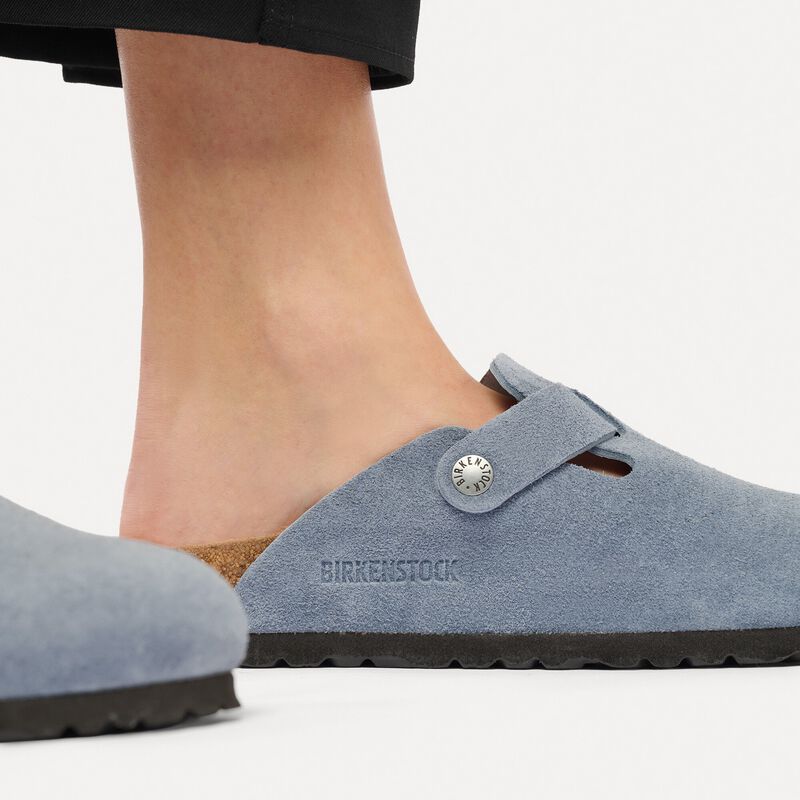 BIRKENSTOCK Boston Suede Leather Stone Blue Walk Edit detail