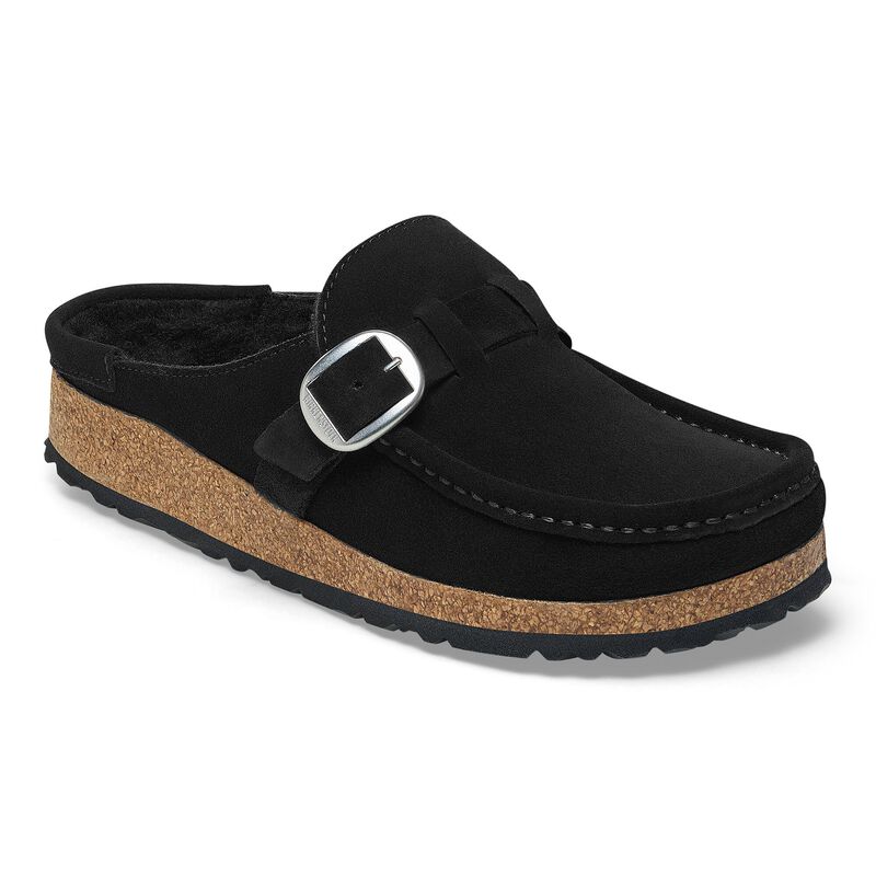 BIRKENSTOCK Buckley Shearling Suede Leather Black Walk Edit detail