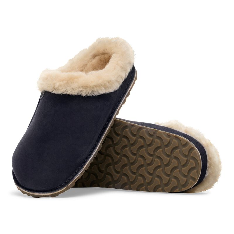 BIRKENSTOCK Zermatt Premium Shearling Suede Leather Midnight Blue City Comfort detail