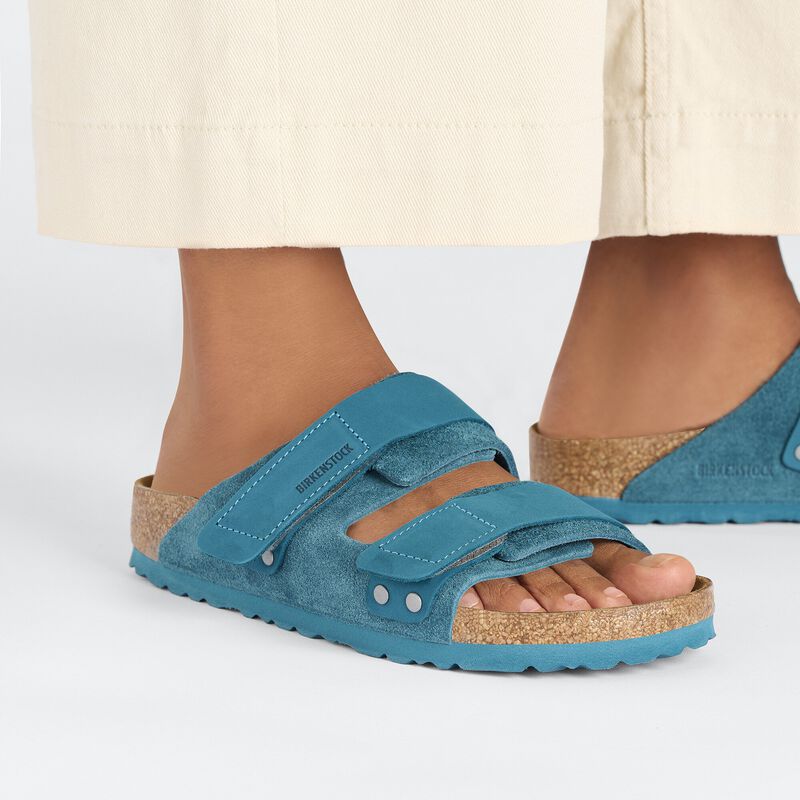 BIRKENSTOCK Uji Nubuck Leather/Suede Deep Turquoise Soft Sole detail