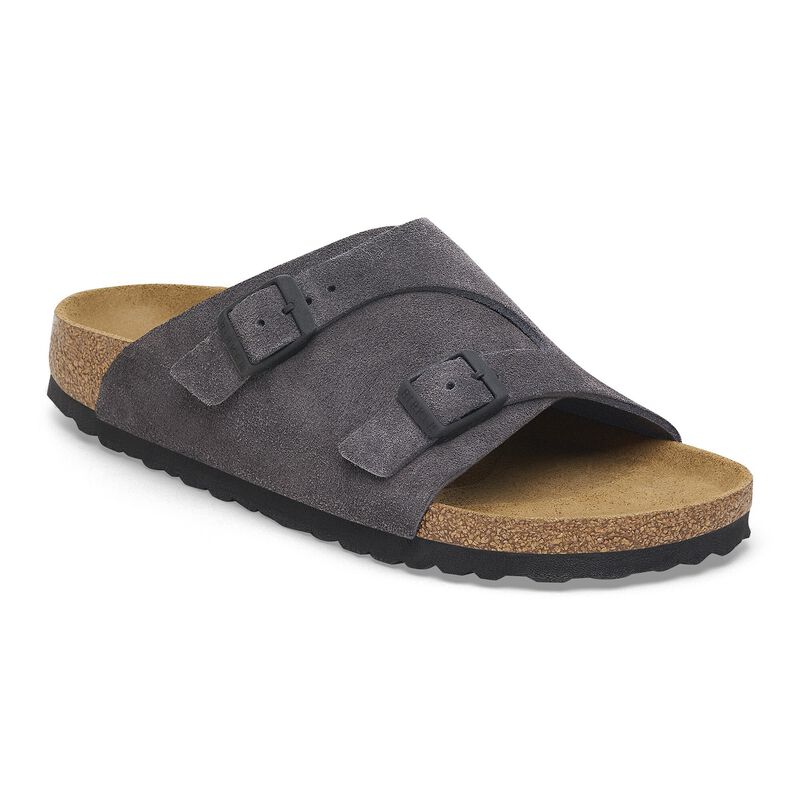 BIRKENSTOCK Zürich Suede Leather Black Lounge Fit detail