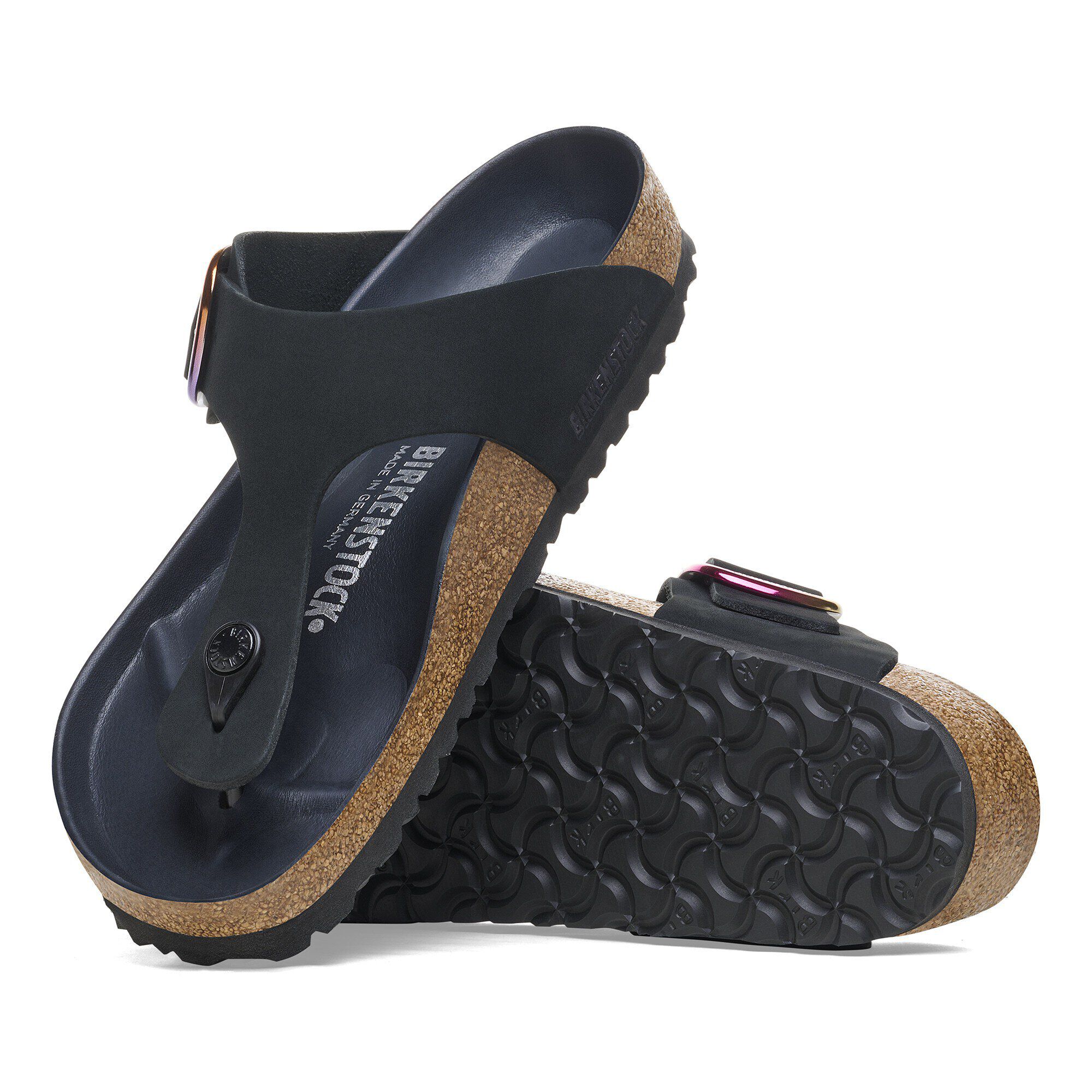 Gizeh Big Buckle Nubuck Leather in Color Black | BIRKENSTOCK US